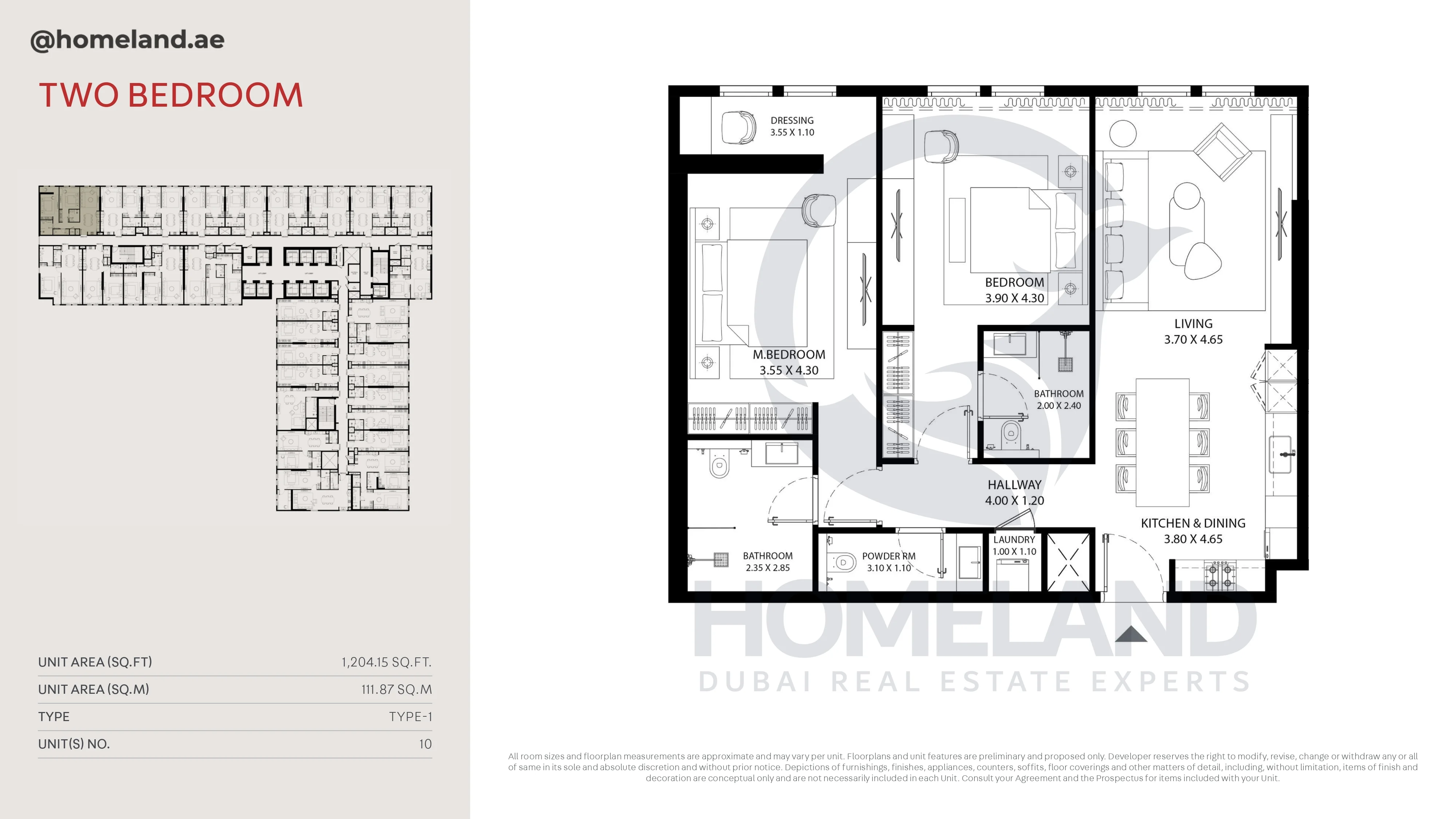 MAG 330, 2BR, Type-1, Unit 10, 1204 SQFT