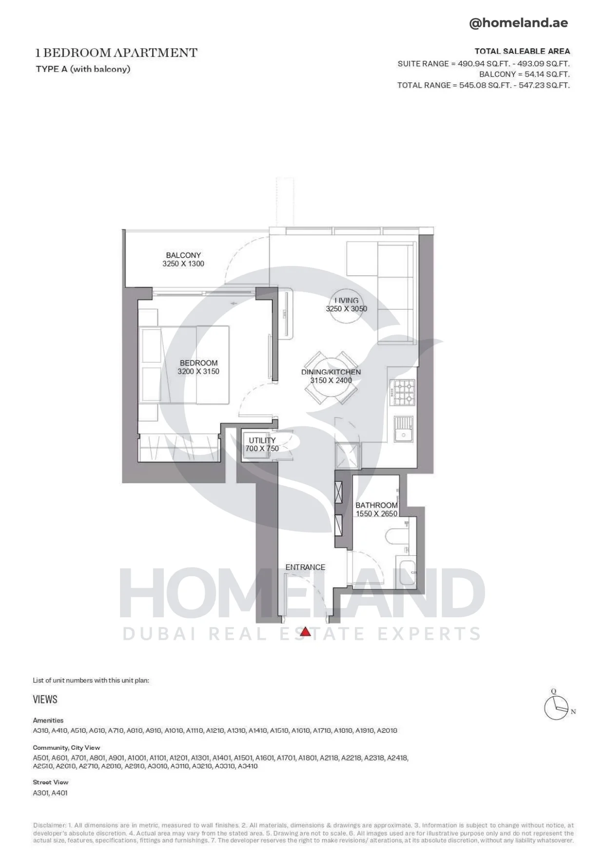 Sobha Orbis, 1BR, Type A (with balcony), Unit A318 to A401, 547 SQFT