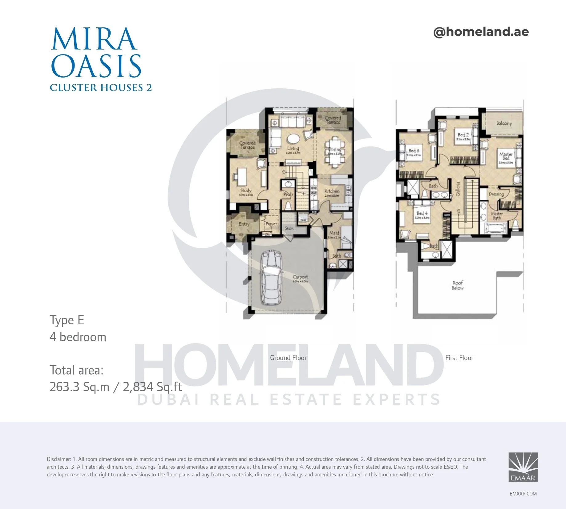 Mira Oasis, Cluster Houses 2, 4BR, Type E, G-1st Floor, 2834 SQFT