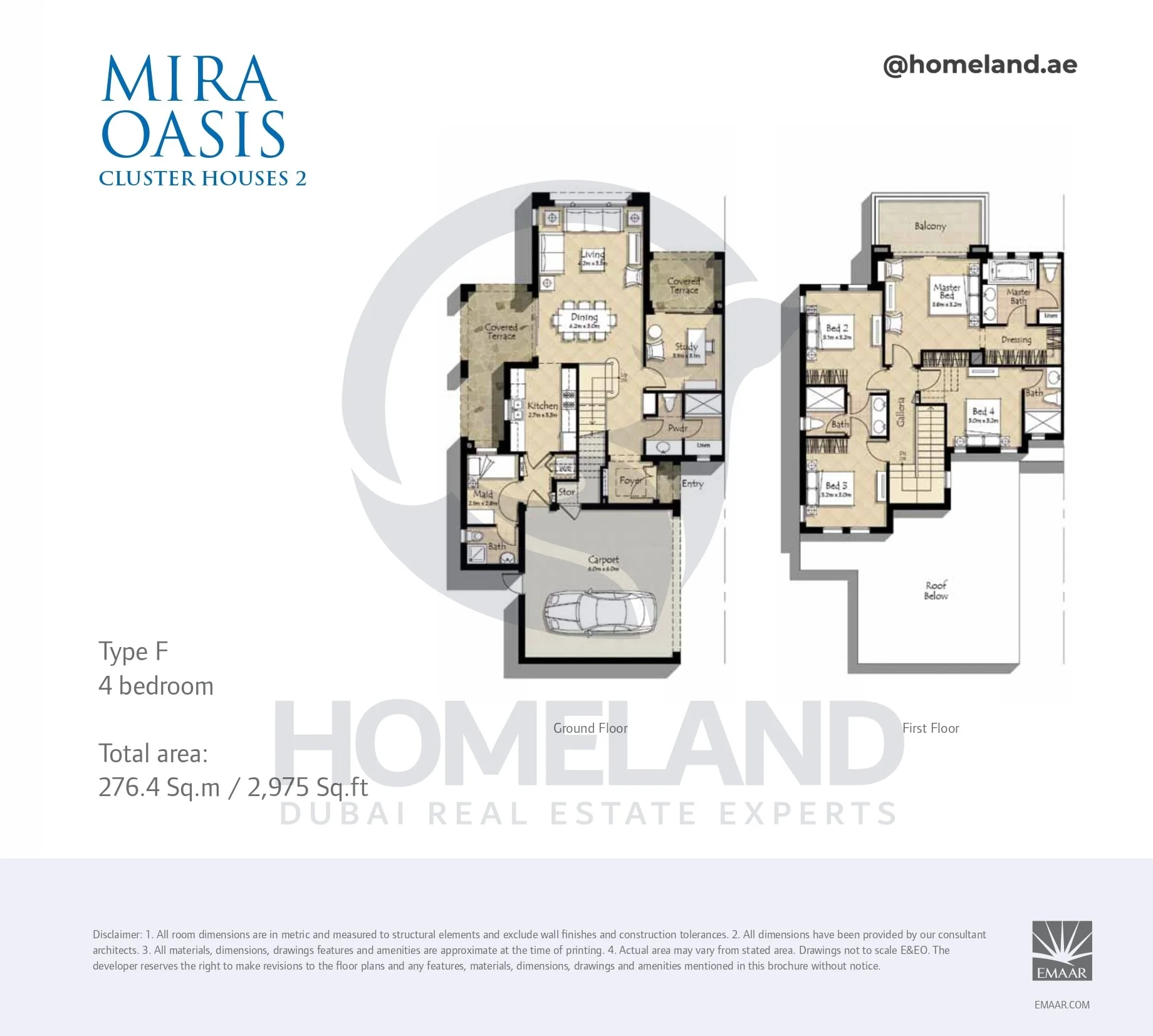 Mira Oasis, Cluster Houses 2, 4BR, Type F, G-1st Floor, 2975 SQFT