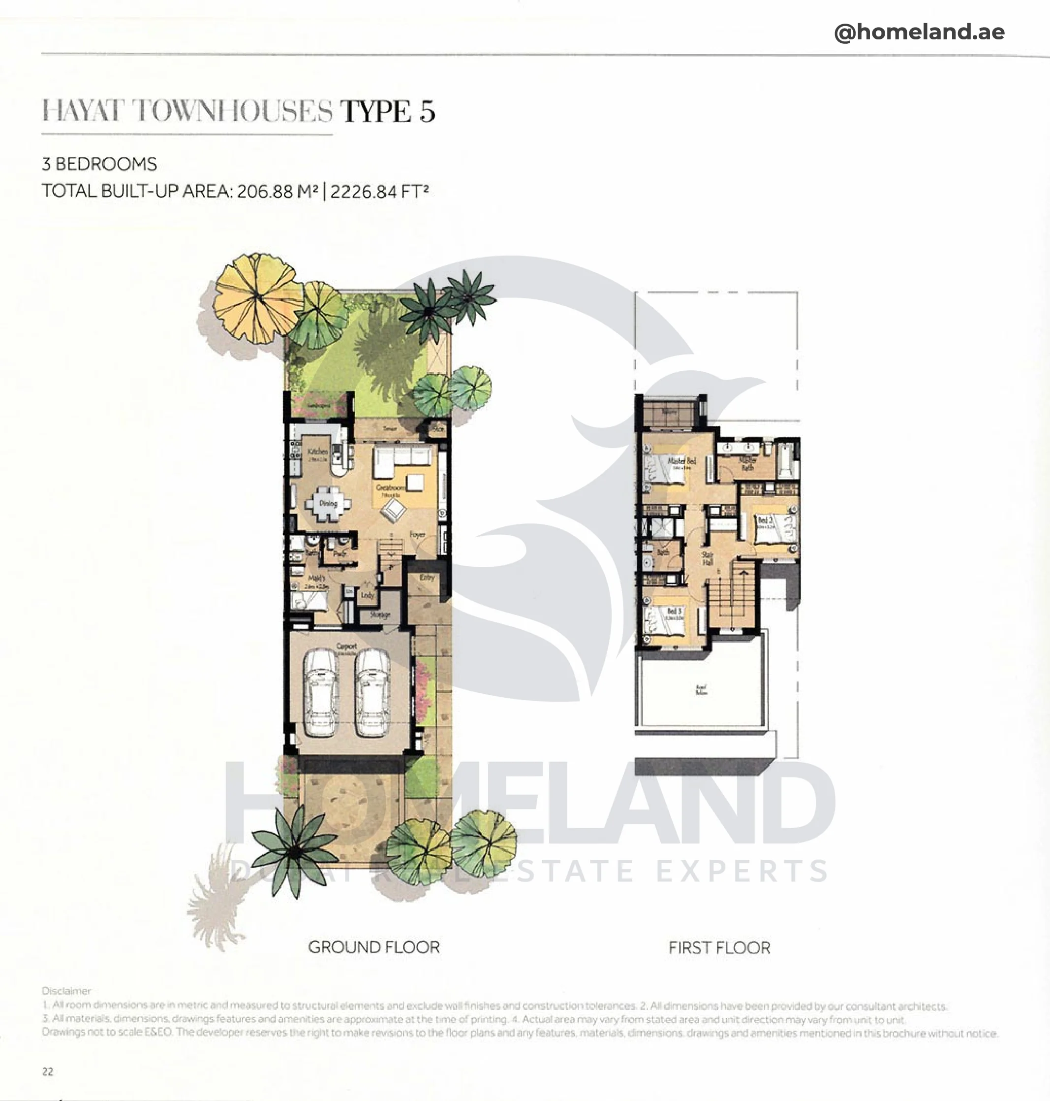 Hayat, Townhouses, 3BR, Type 5, 2226 SQFT