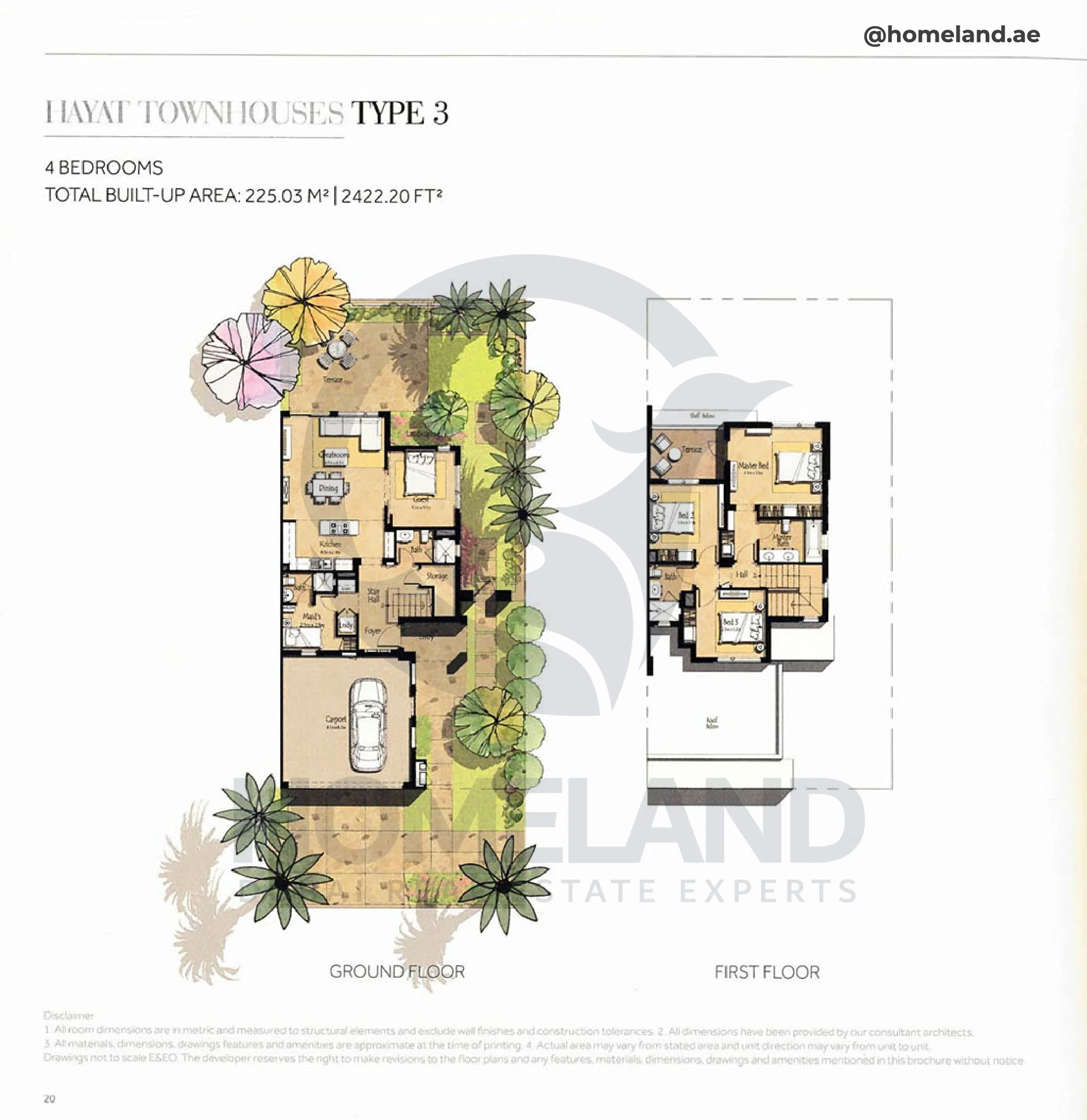 Hayat, Townhouses, 4BR, Type 3, 2422 SQFT