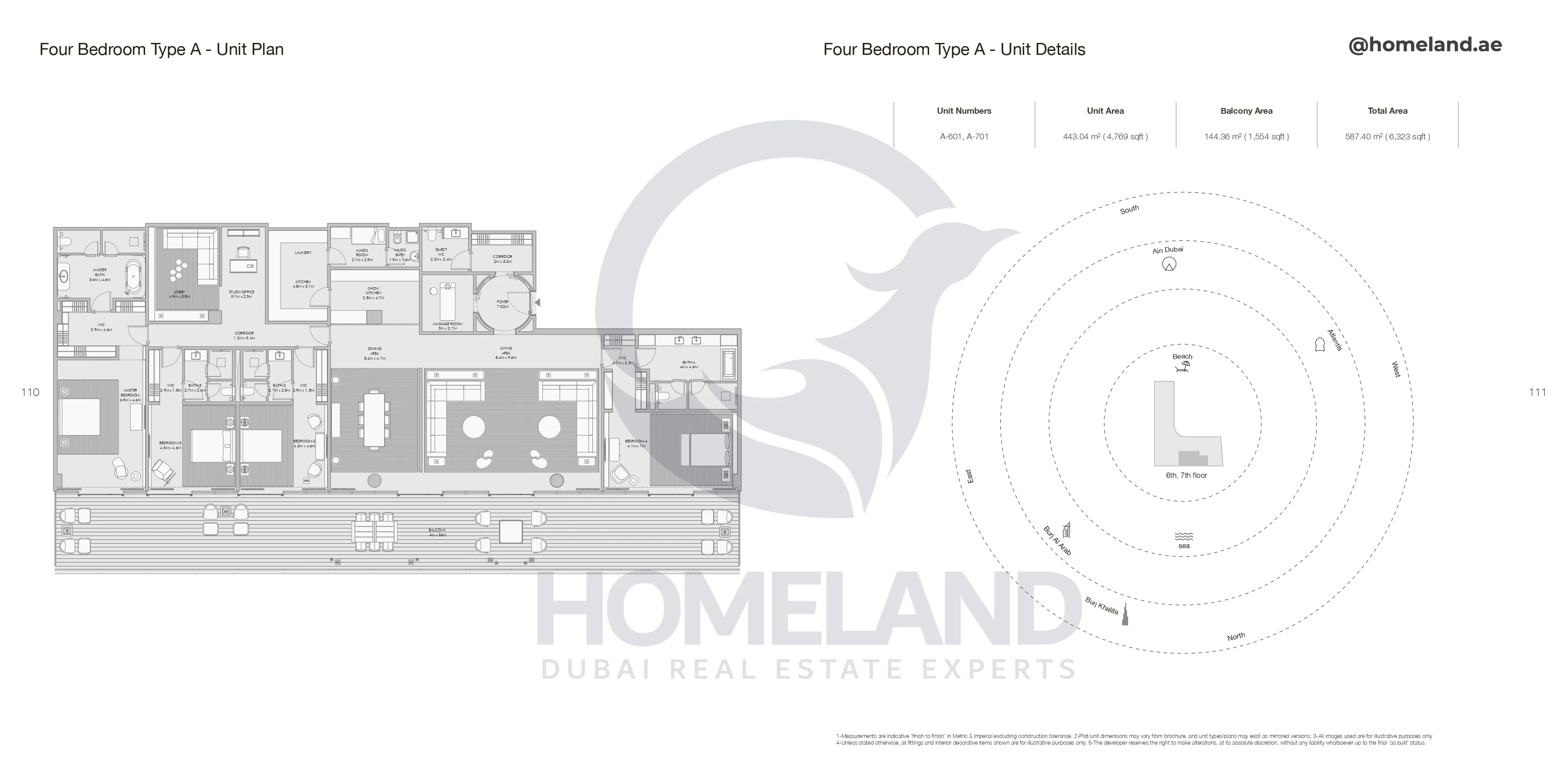 Armani Beach Residence, 4BR, Type A, Unit A-601-A-701, Level 6-7, 6323 SQFT