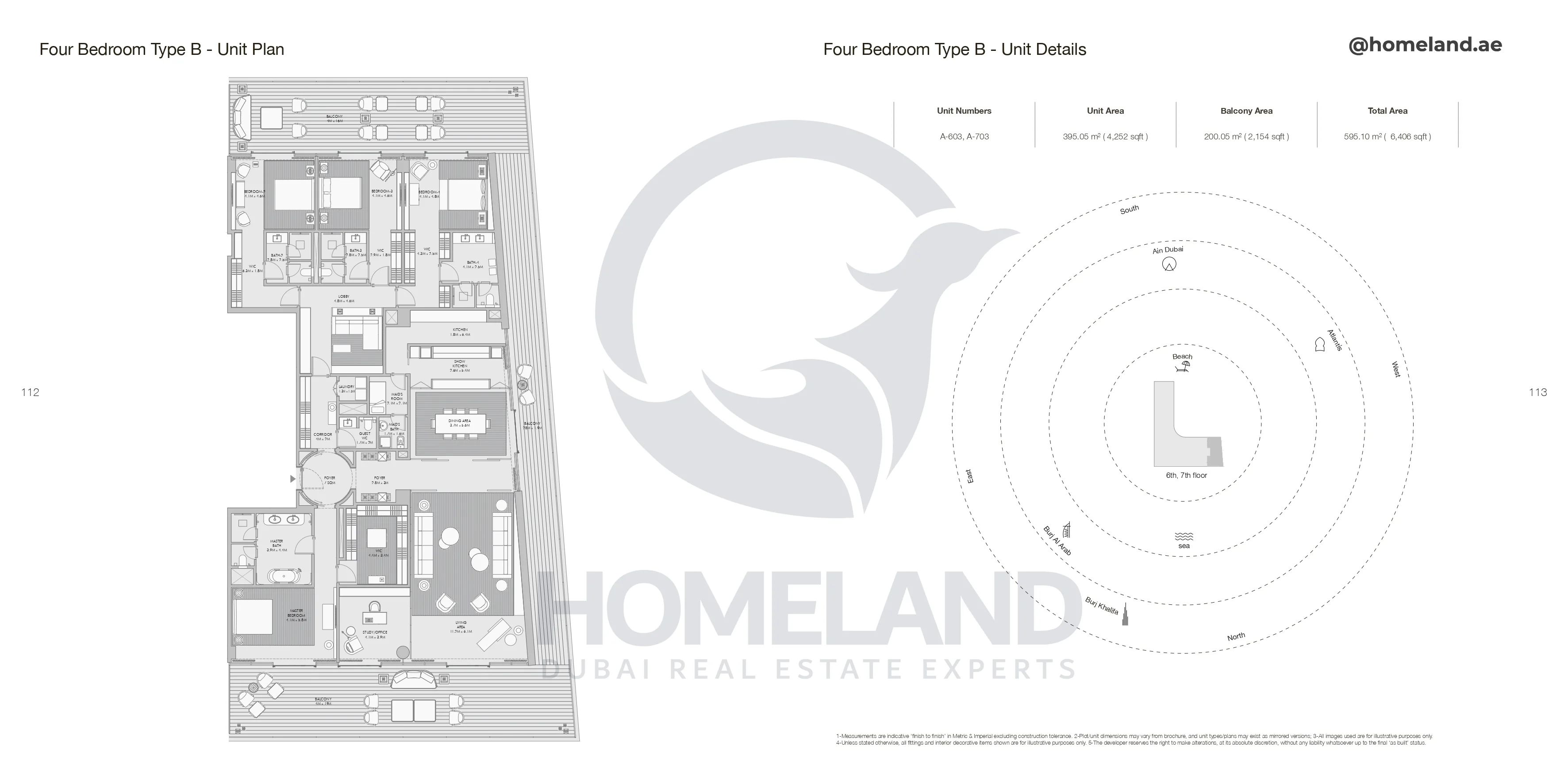 Armani Beach Residence, 4BR, Type B, Unit A-603-A-703, Level 6-7, 6406 SQFT