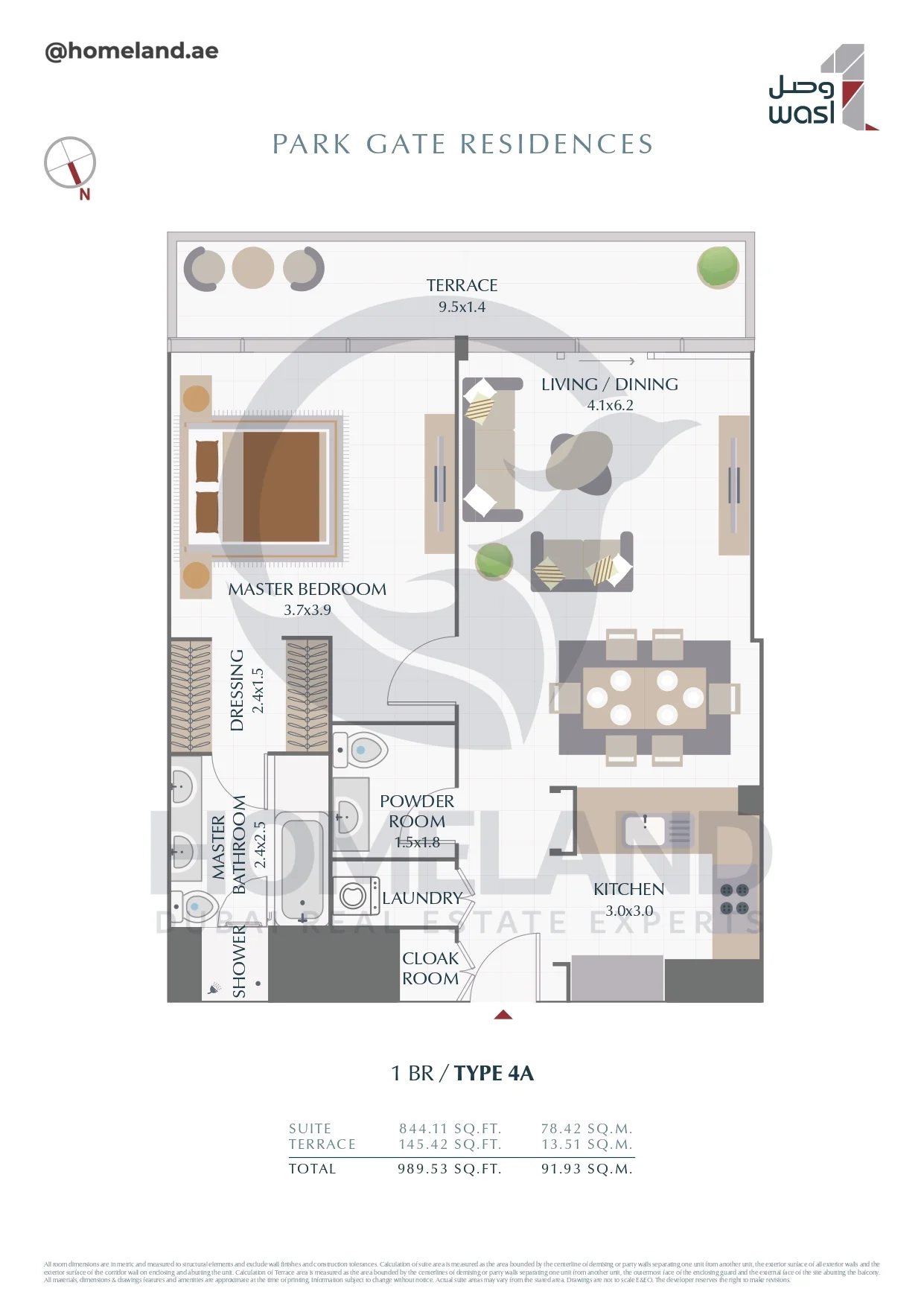 Park Gate Residences, 1BR, Type 4A, 989 SQFT