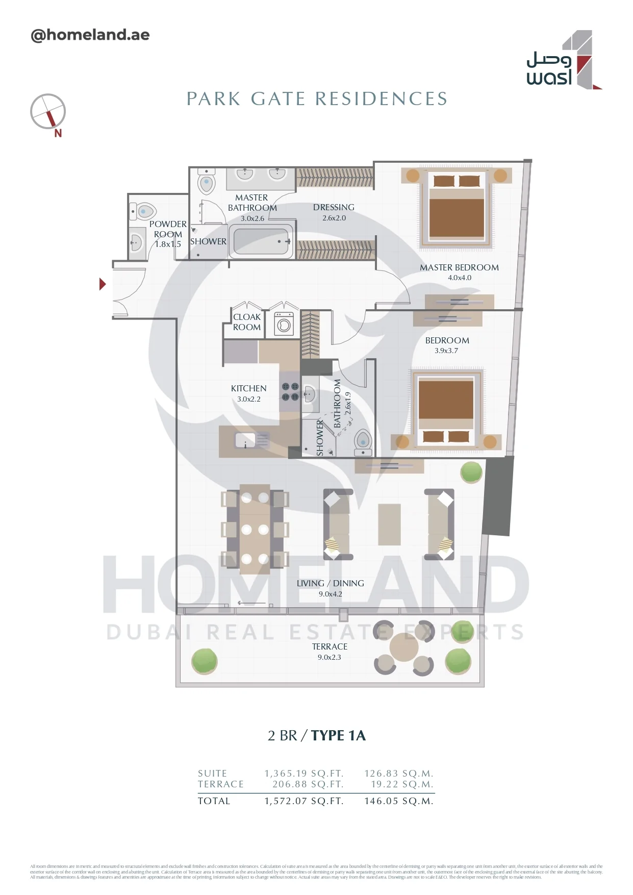 Park Gate Residences, 2BR, Type 1A, 1572 SQFT
