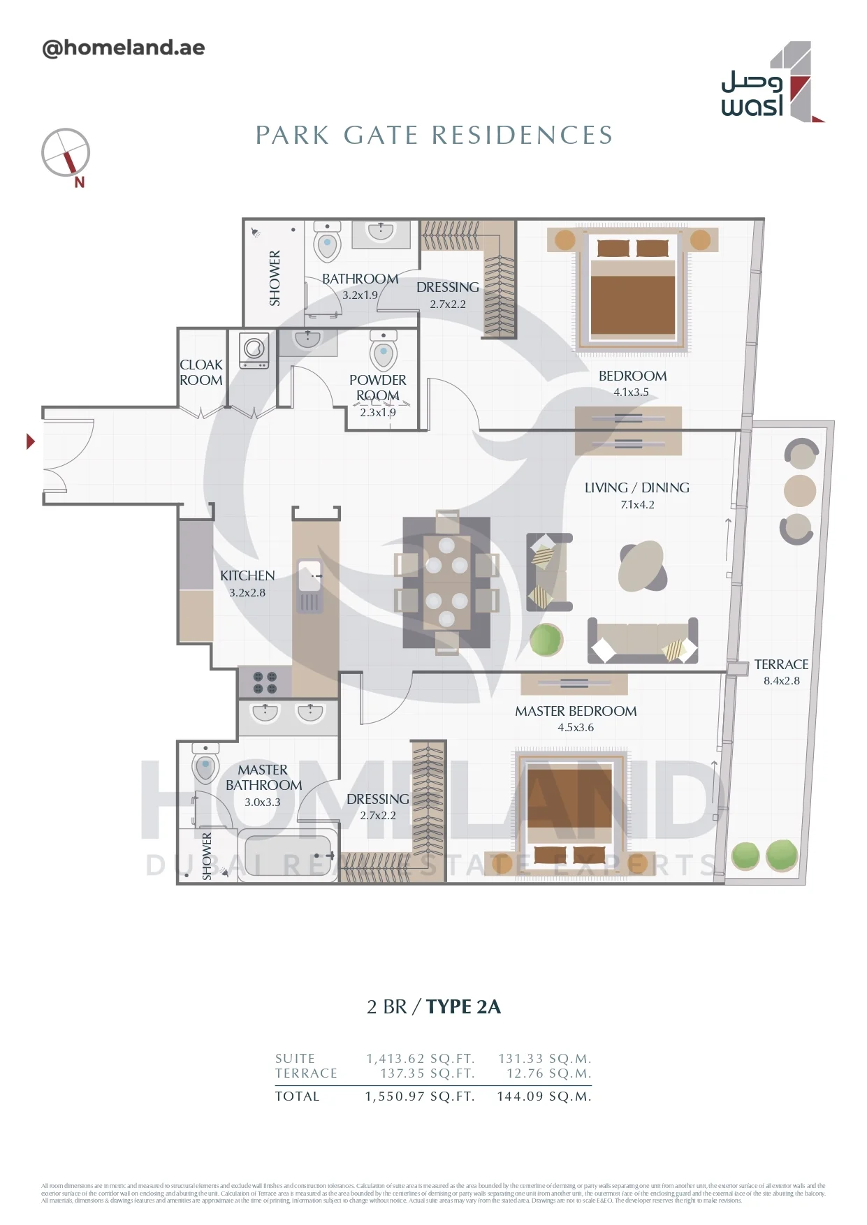 Park Gate Residences, 2BR, Type 2A, 1550 SQFT