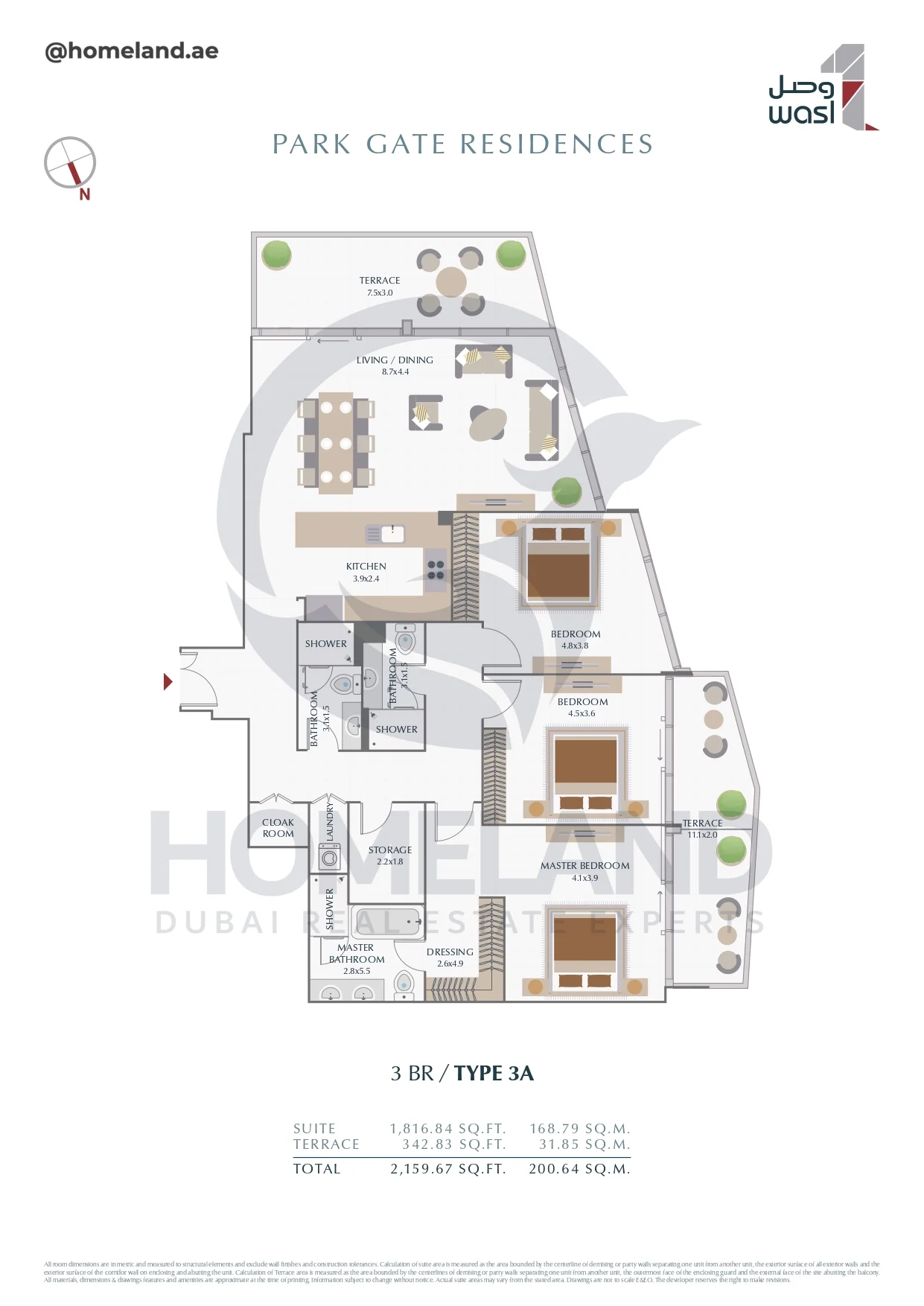 Park Gate Residences, 3BR, Type 3A, 2159 SQFT