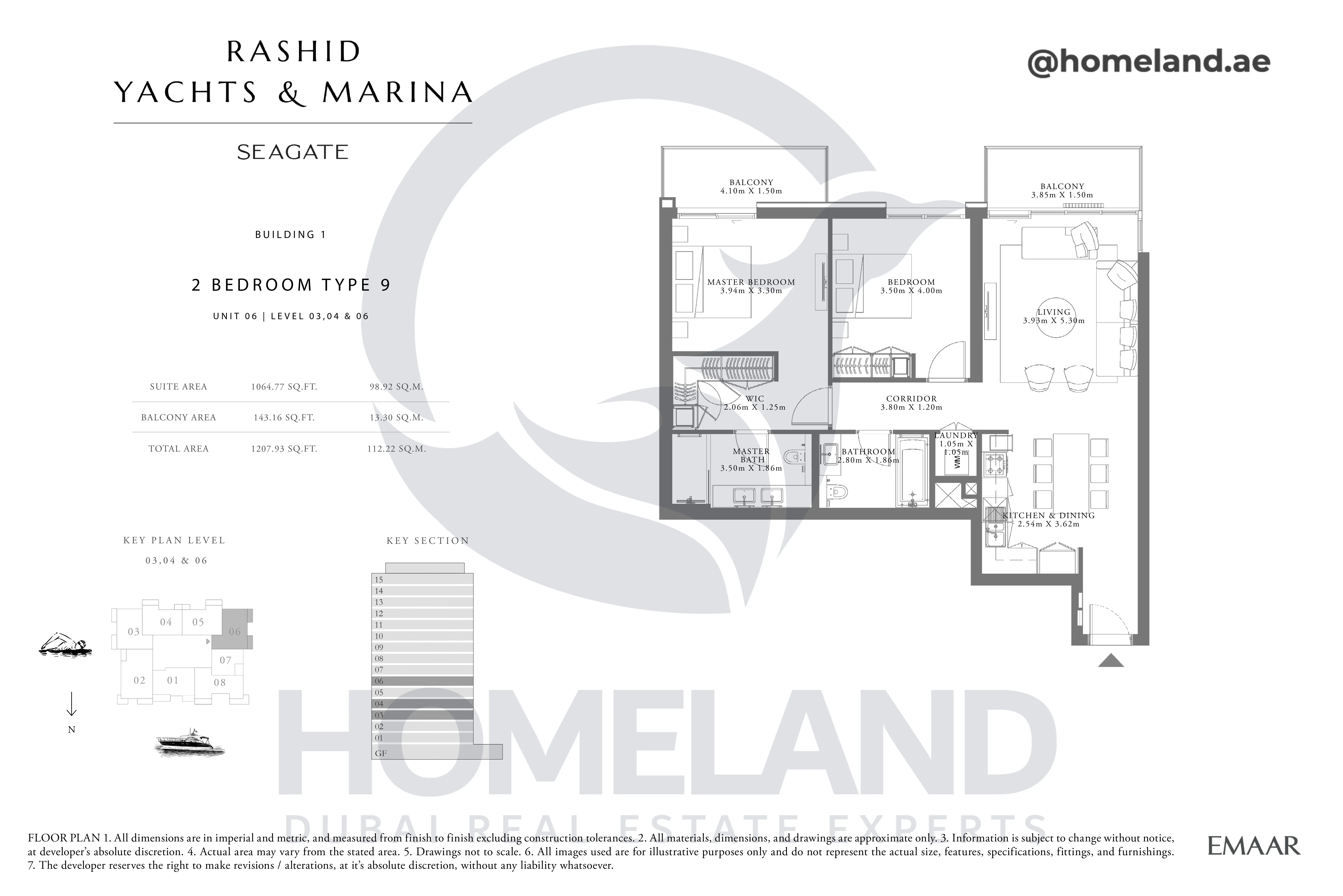 Seagate, Building 1, 2BR, Type 9, Unit 06, Level 03-04-06, 1207 SQFT