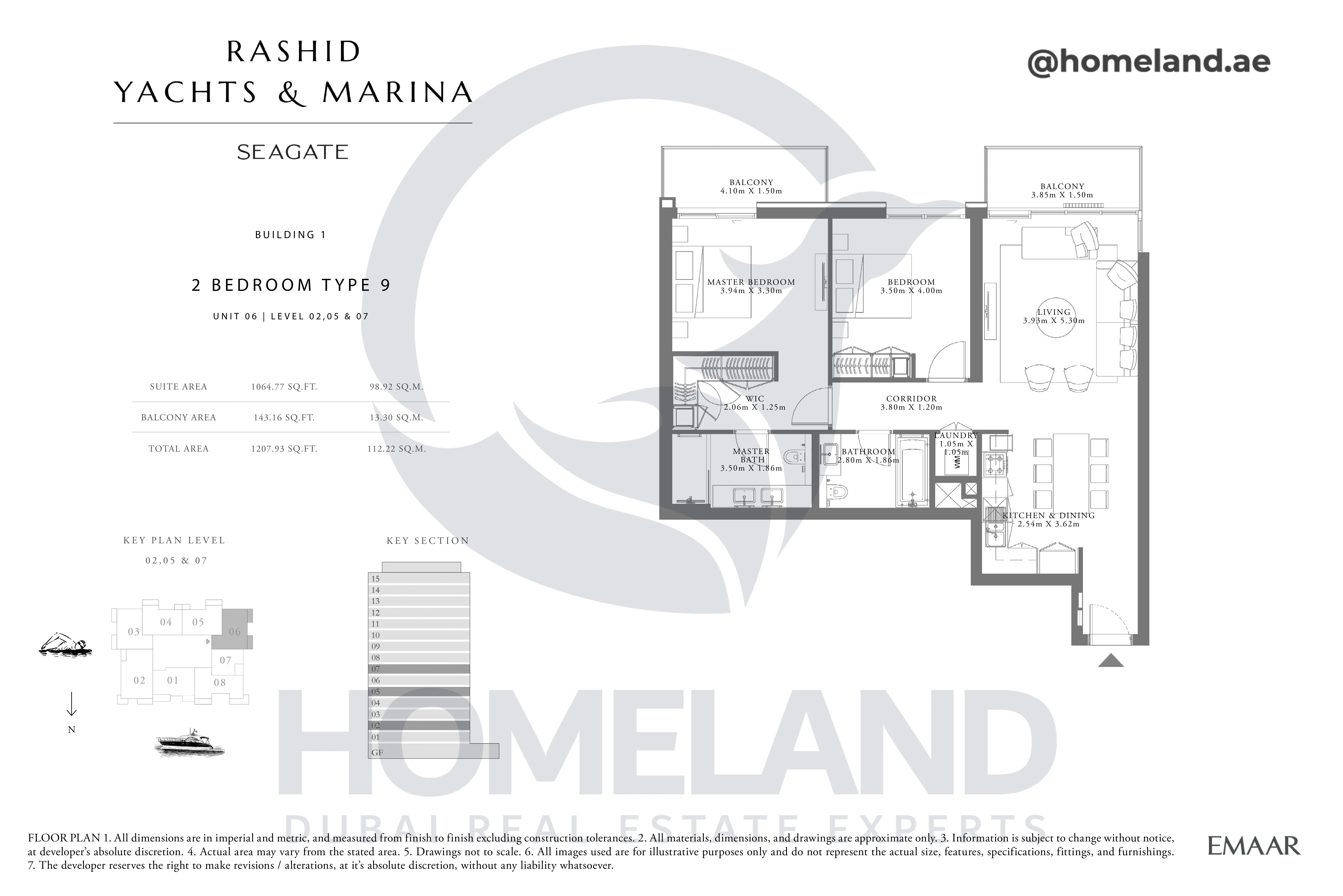 Seagate, Building 1, 2BR, Type 9, Unit 06, Level 02-05-07, 1207 SQFT