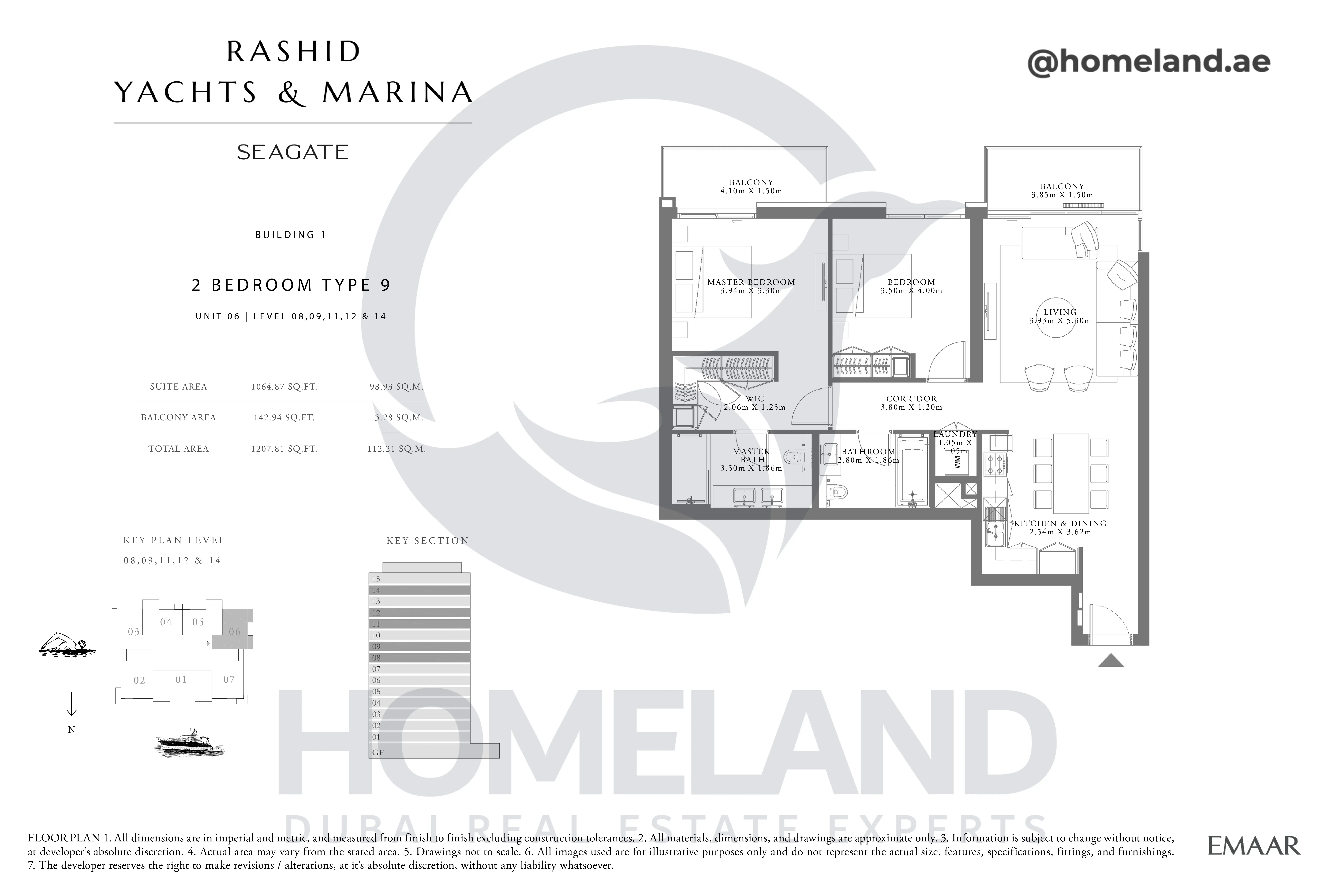 Seagate, Building 1, 2BR, Type 9, Unit 06, Level 08-09-11-12-14, 1207 SQFT