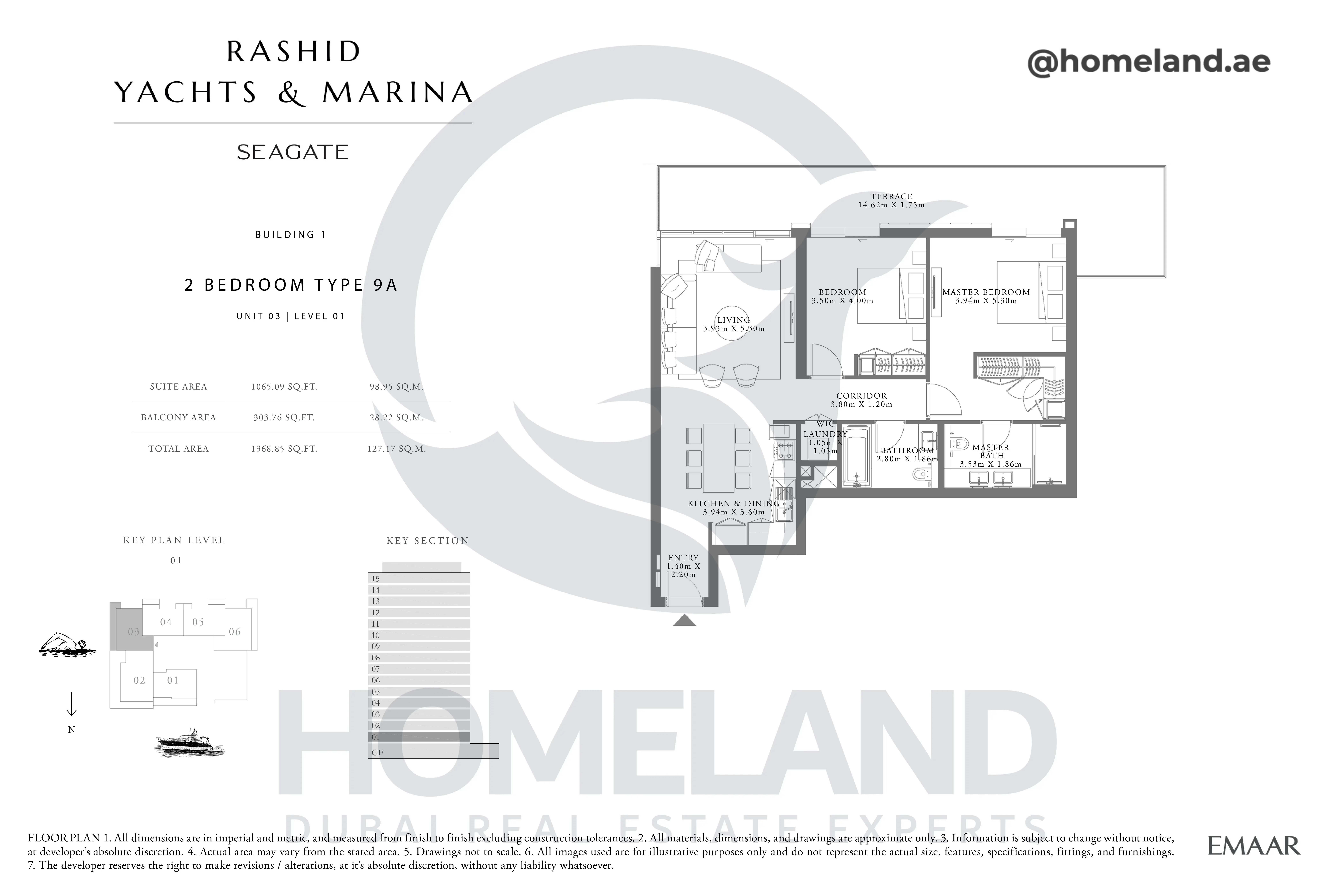 Seagate, Building 1, 2BR, Type 9A, Unit 03, Level 01, 1368 SQFT