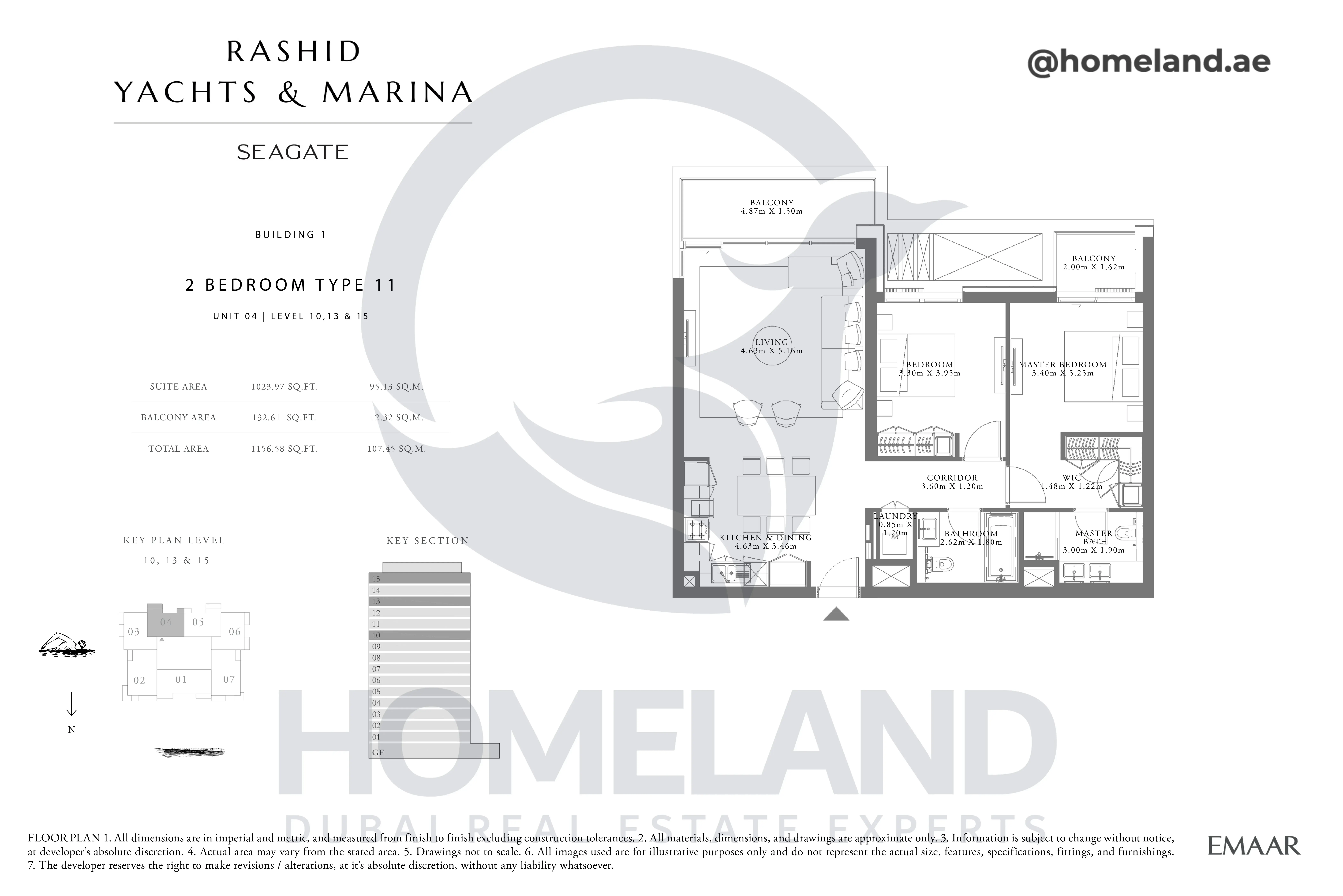 Seagate, Building 1, 2BR, Type 11, Unit 04, Level 10-13-15, 1156 SQFT