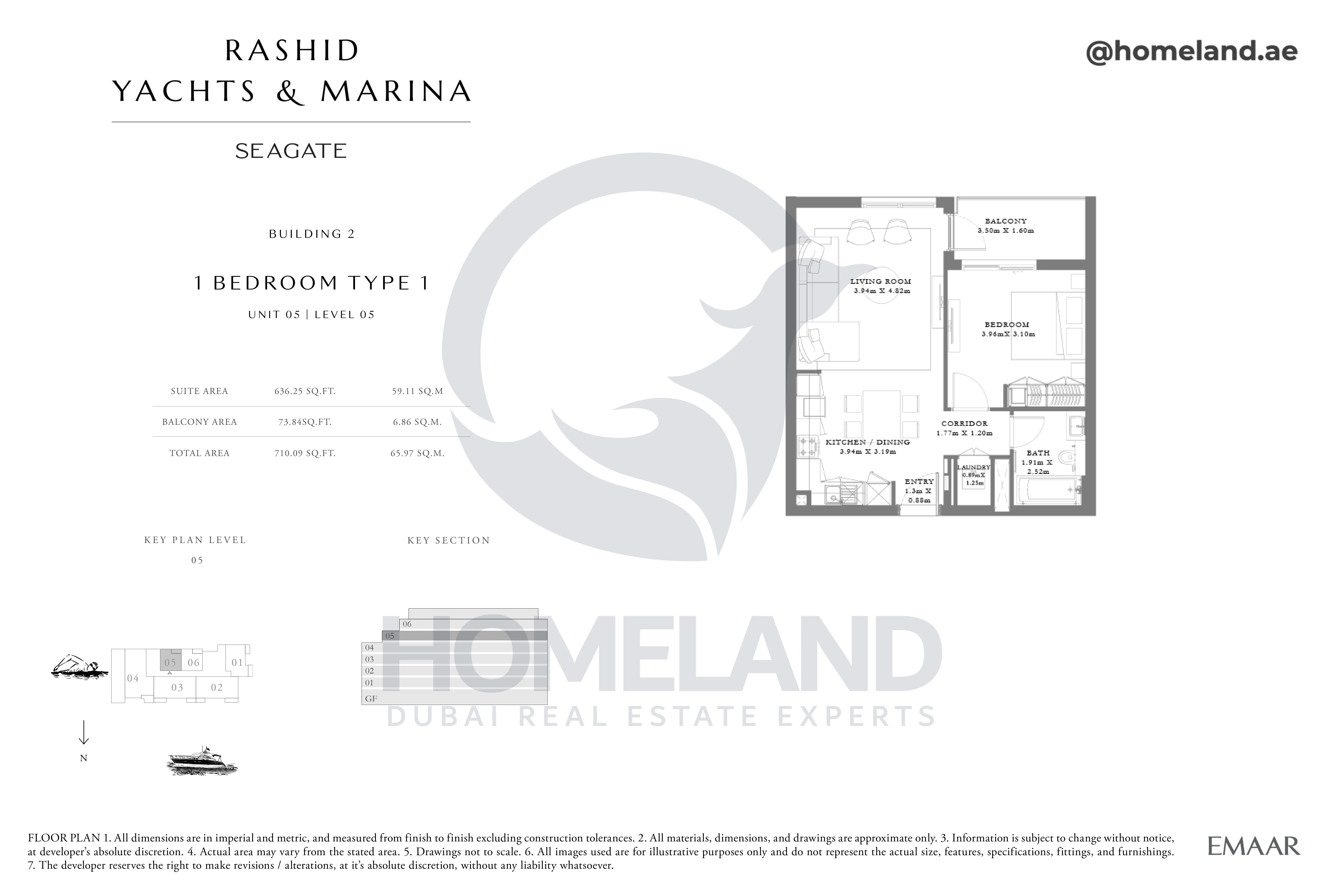 Seagate, Building 2, 1BR, Type 1, Unit 05, Level 05, 710 SQFT