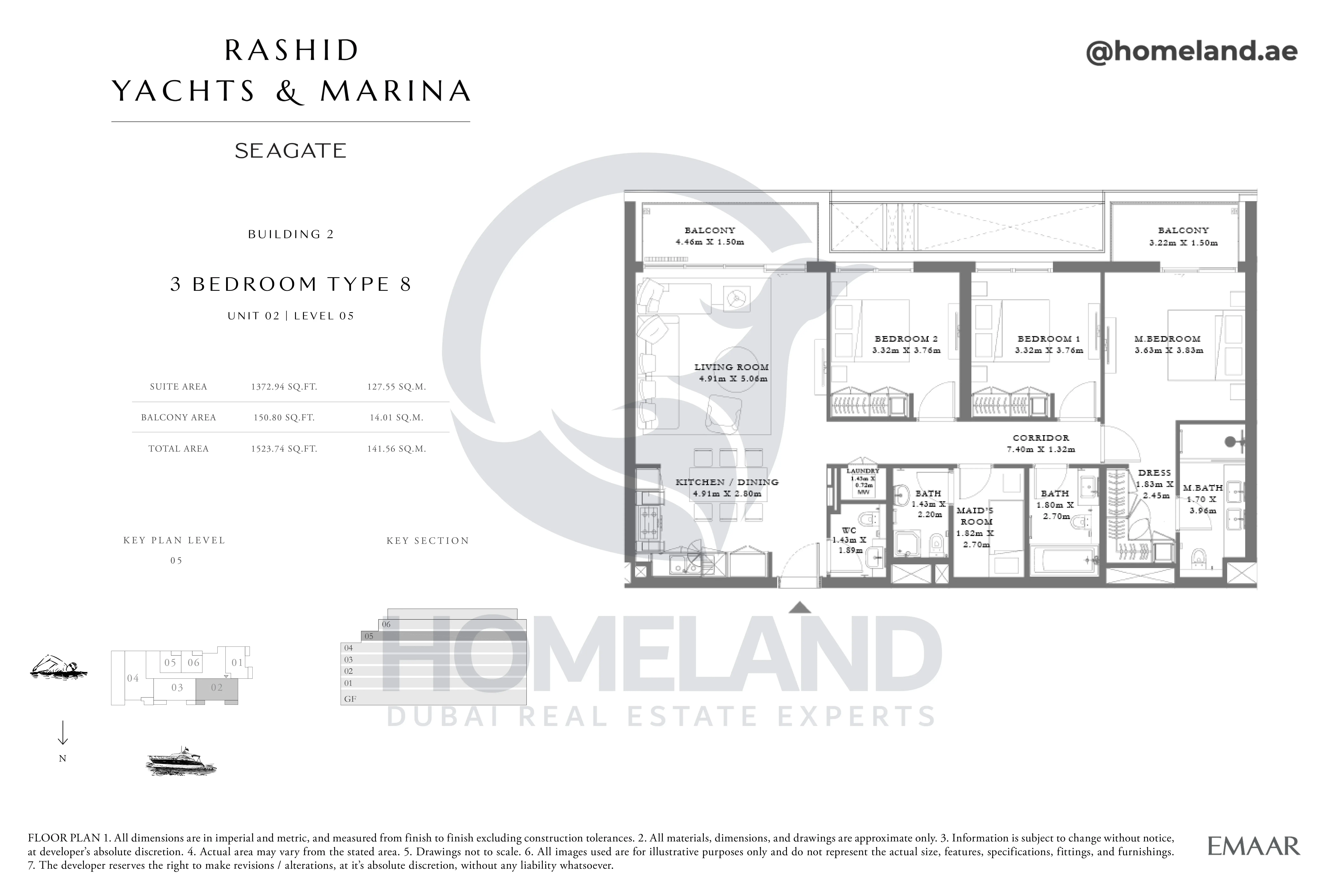 Seagate, Building 2, 3BR, Type 8, Unit 02, Level 05, 1523 SQFT