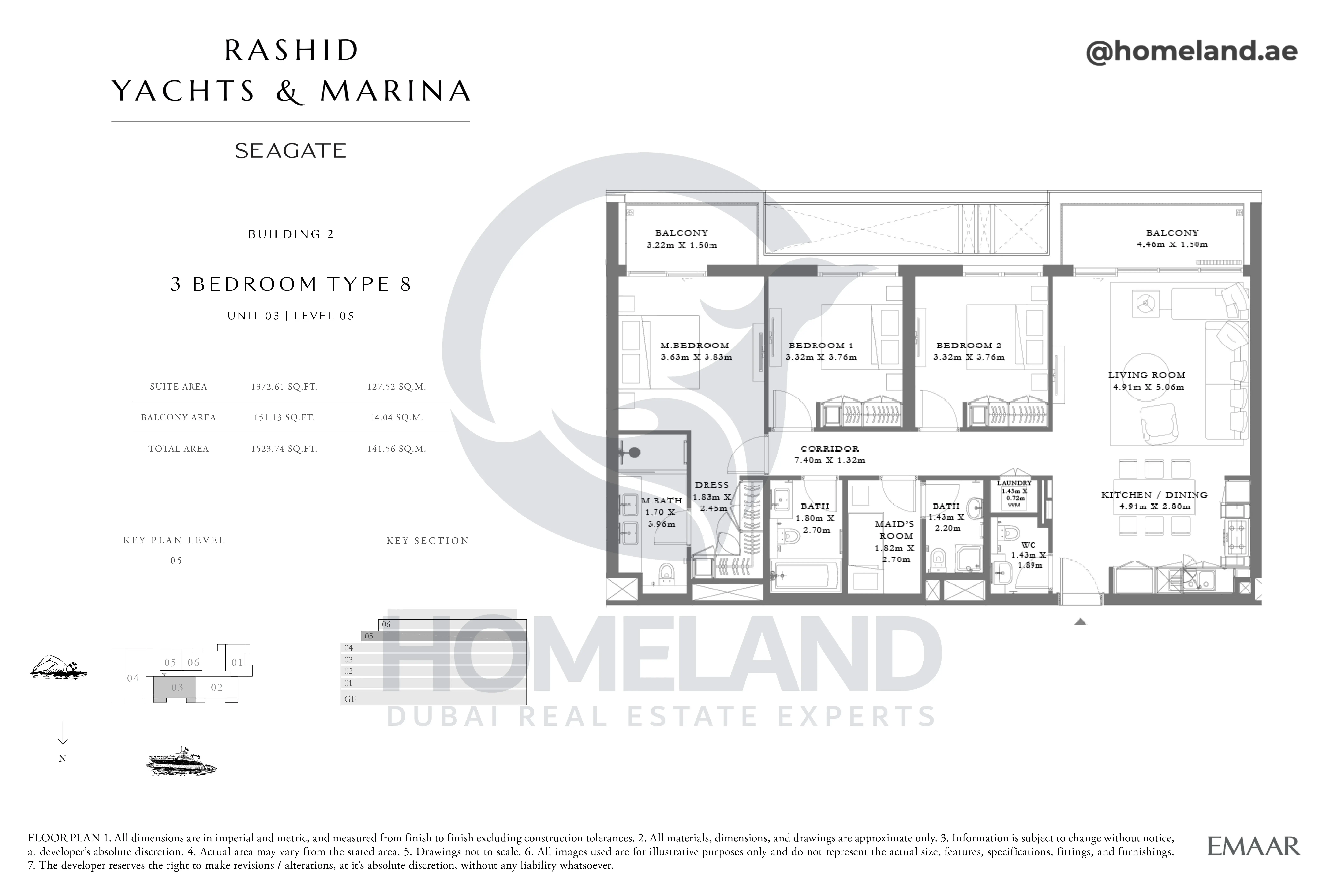 Seagate, Building 2, 3BR, Type 8, Unit 03, Level 05, 1523 SQFT