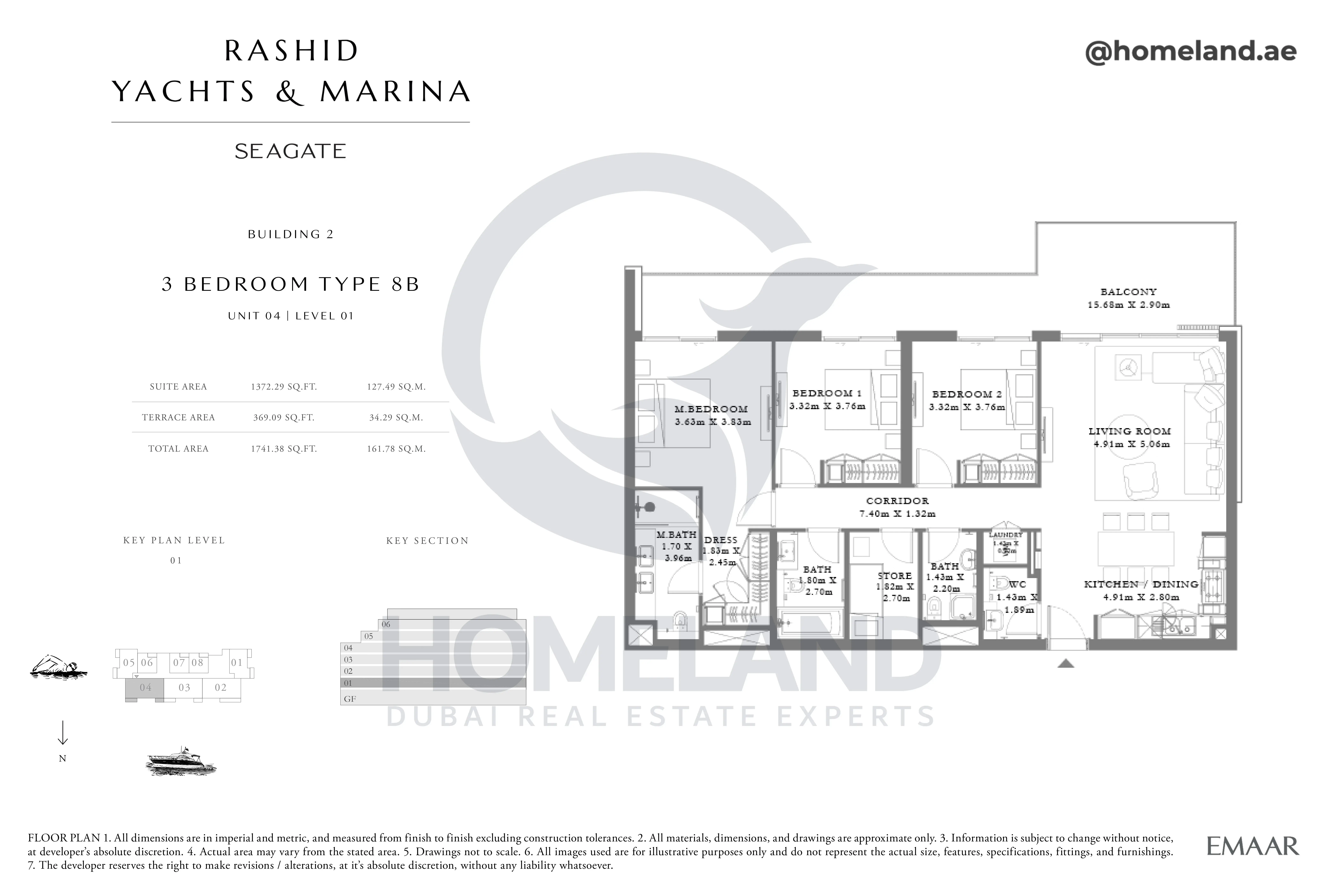Seagate, Building 2, 3BR, Type 8B, Unit 04, Level 01, 1741 SQFT