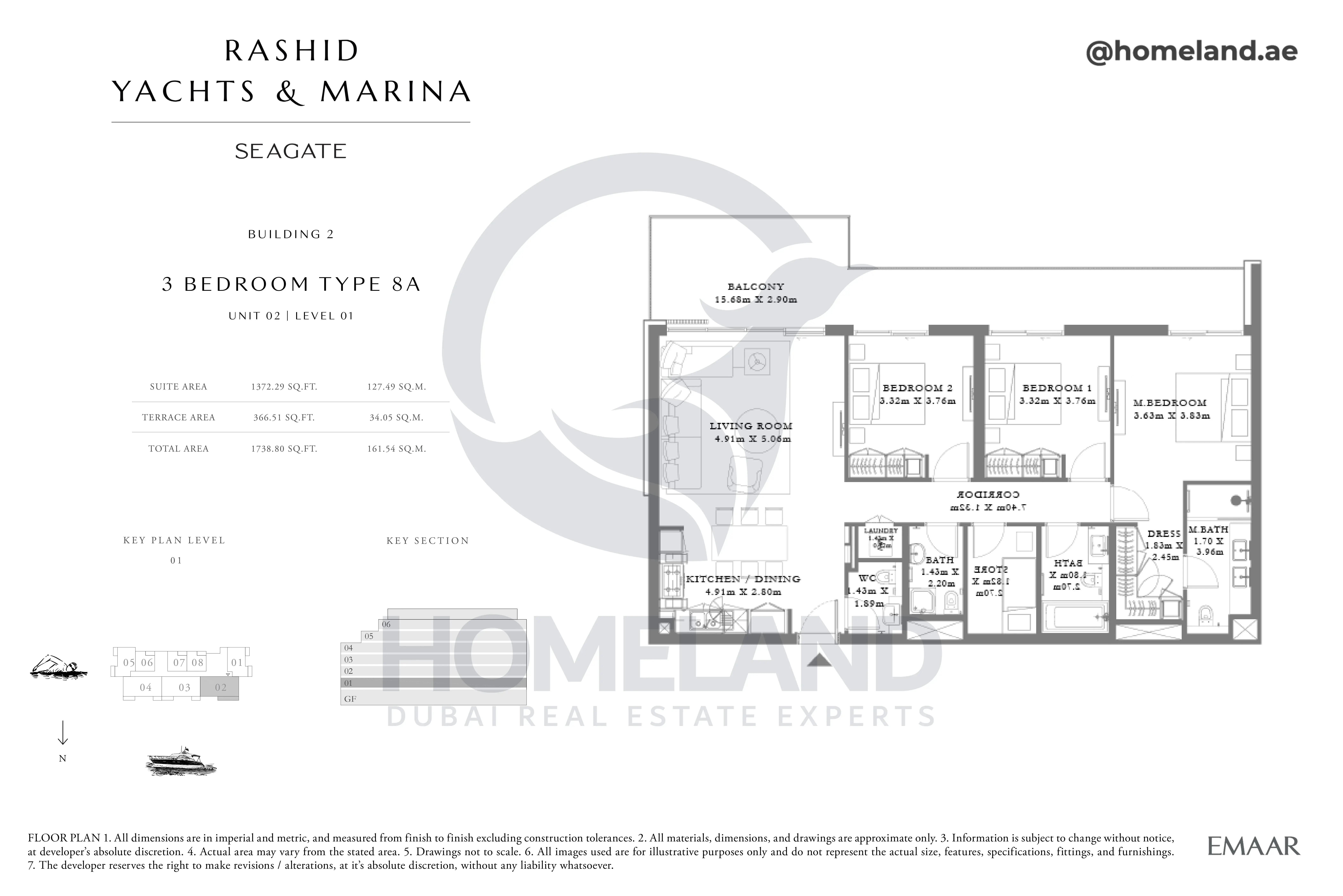 Seagate, Building 2, 3BR, Type 8A, Unit 02, Level 01, 1738 SQFT