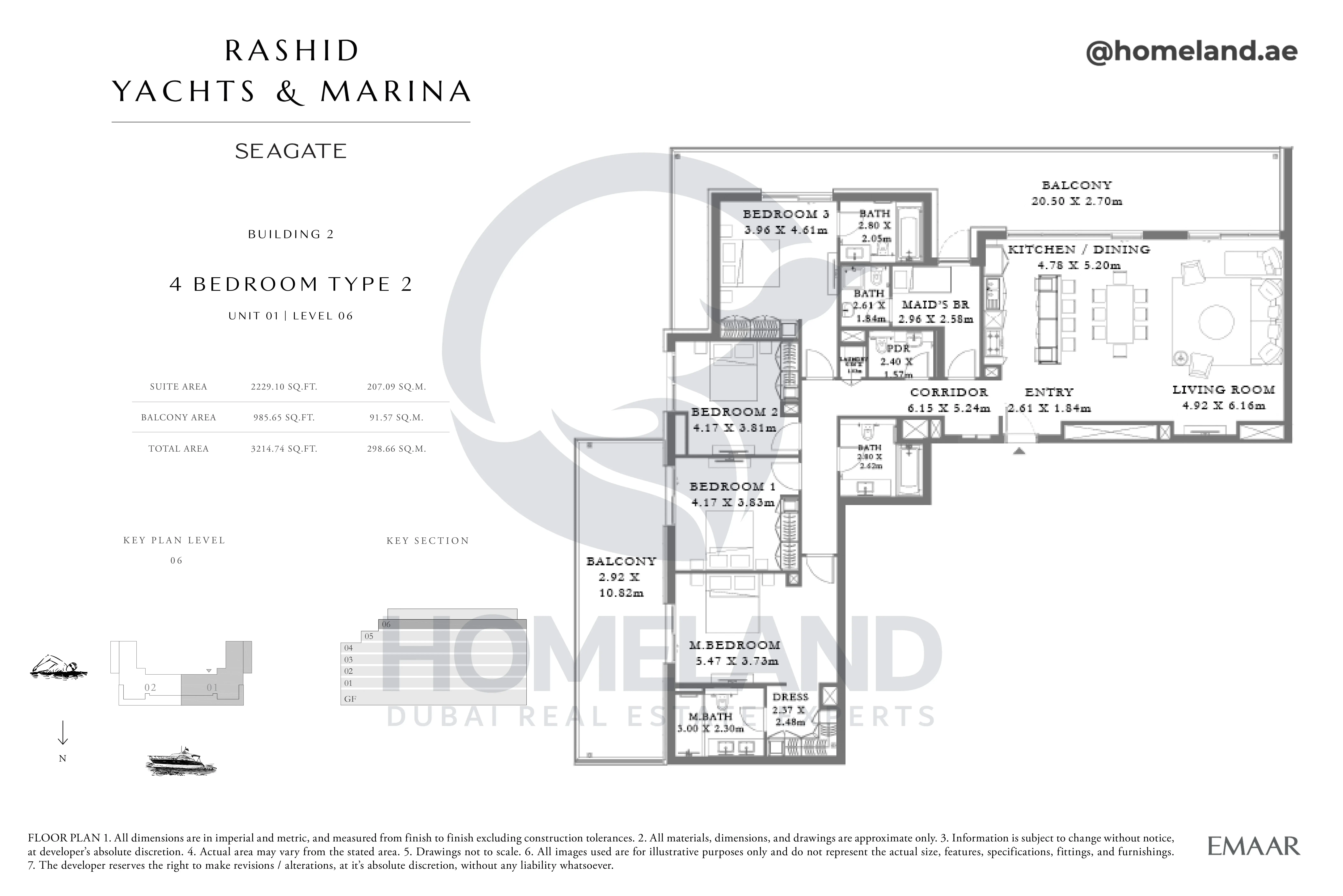 Seagate, Building 2, 4BR, Type 2, Unit 01, Level 06, 3214 SQFT