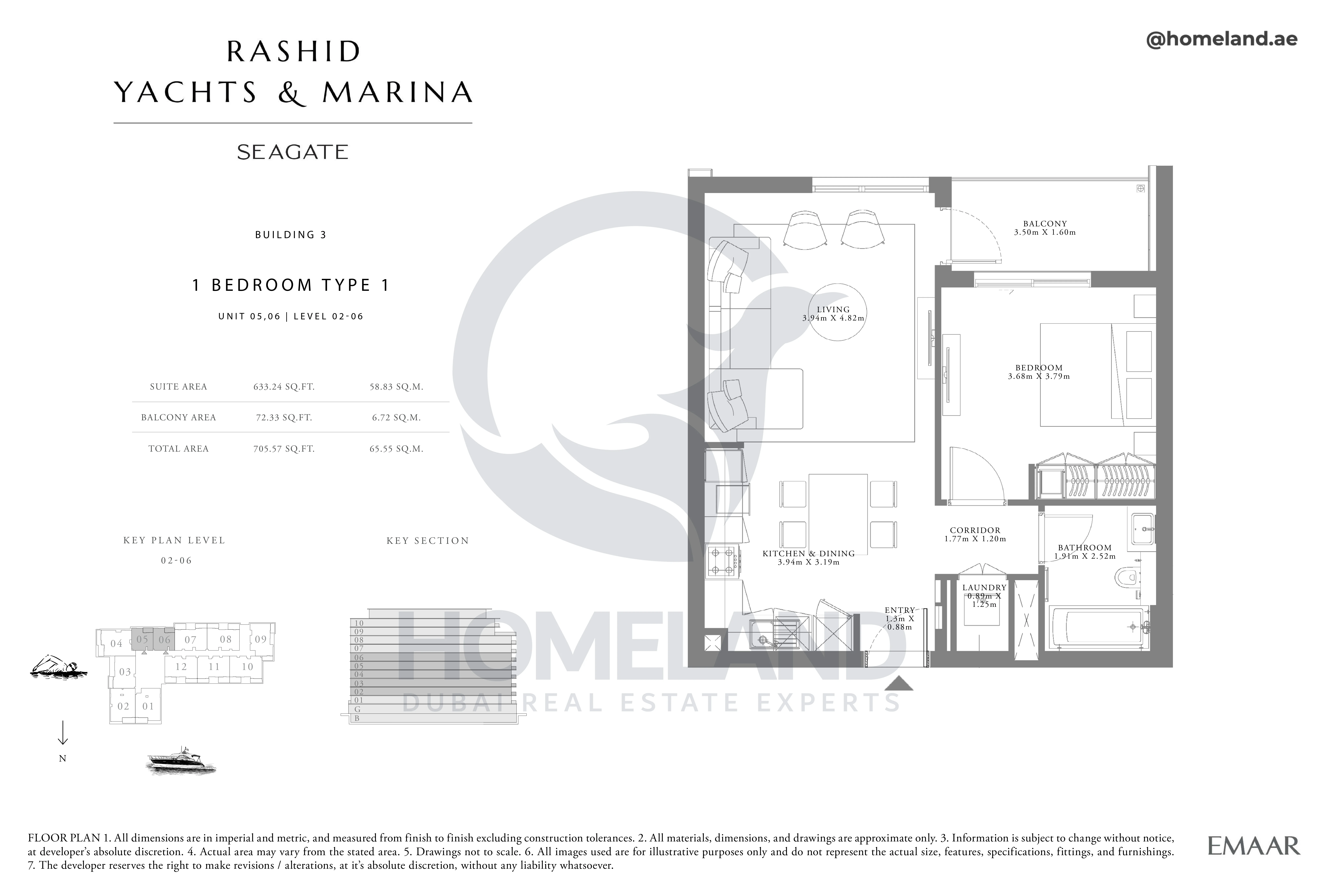Seagate, Building 3, 1BR, Type 1, Unit 05-06, Level 02 to 06, 705 SQFT.webp