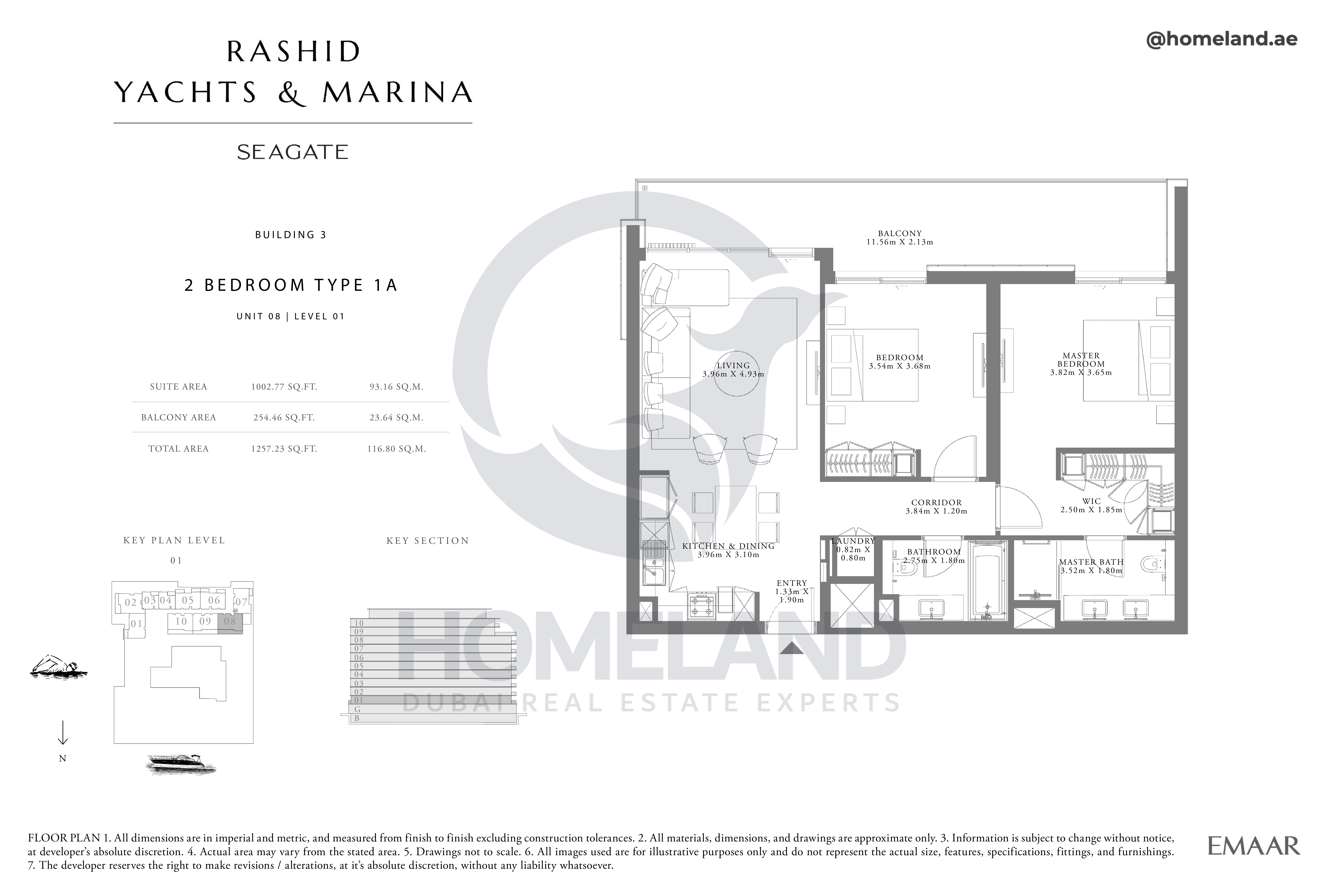 Seagate, Building 3, 2BR, Type 1A, Unit 08, Level 01, 1257 SQFT
