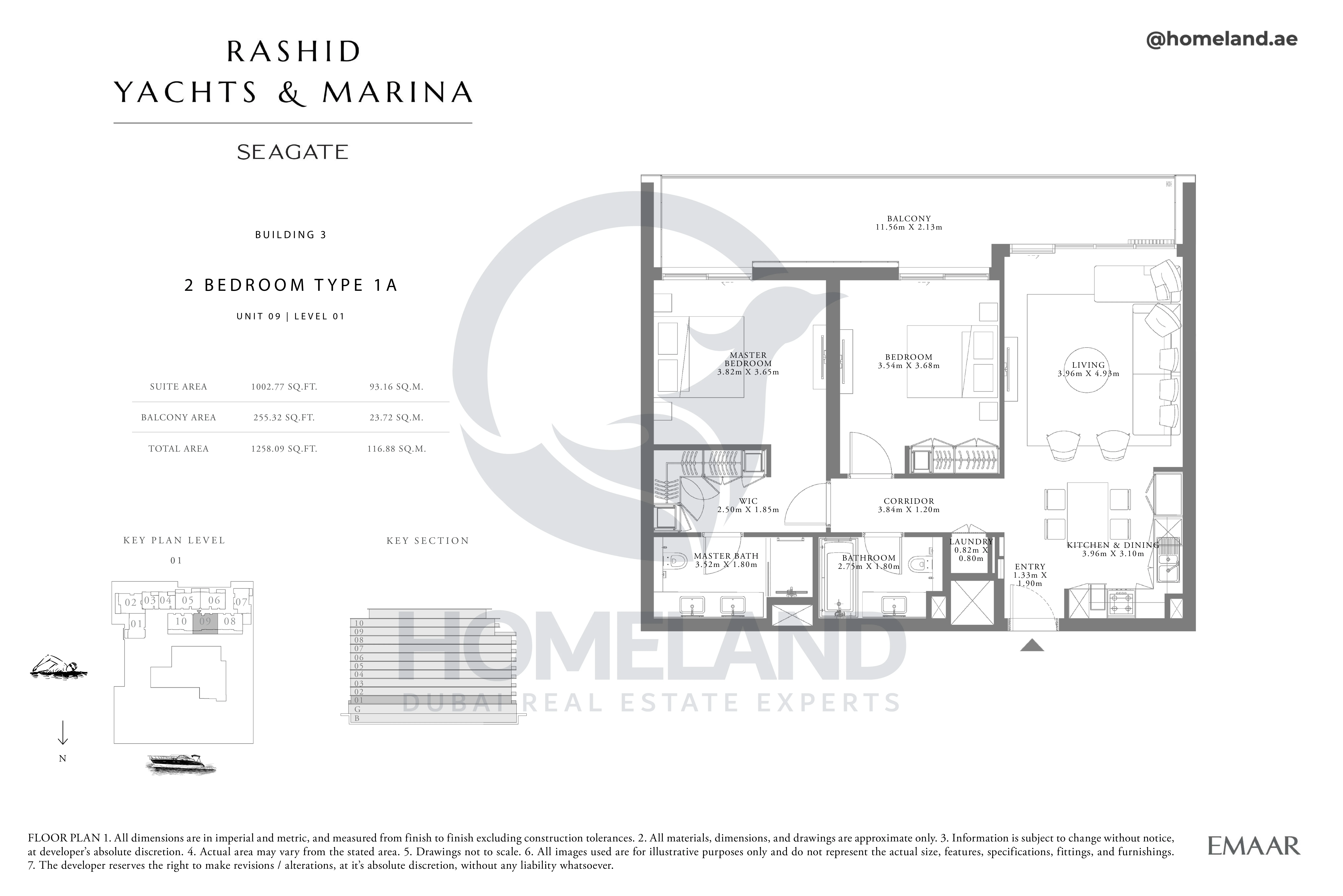 Seagate, Building 3, 2BR, Type 1A, Unit 09, Level 01, 1258 SQFT