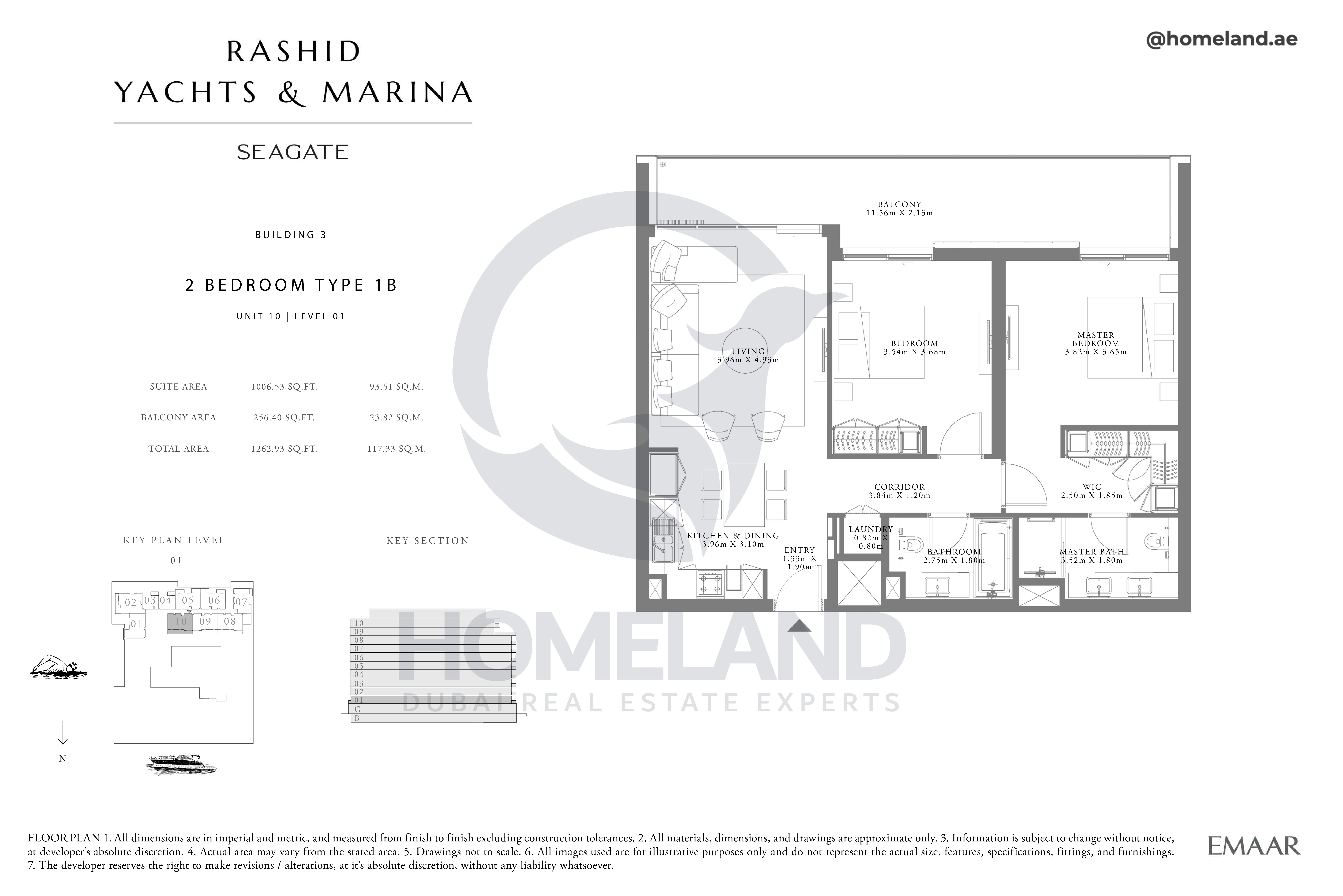 Seagate, Building 3, 2BR, Type 1B, Unit 10, Level 01, 1262 SQFT