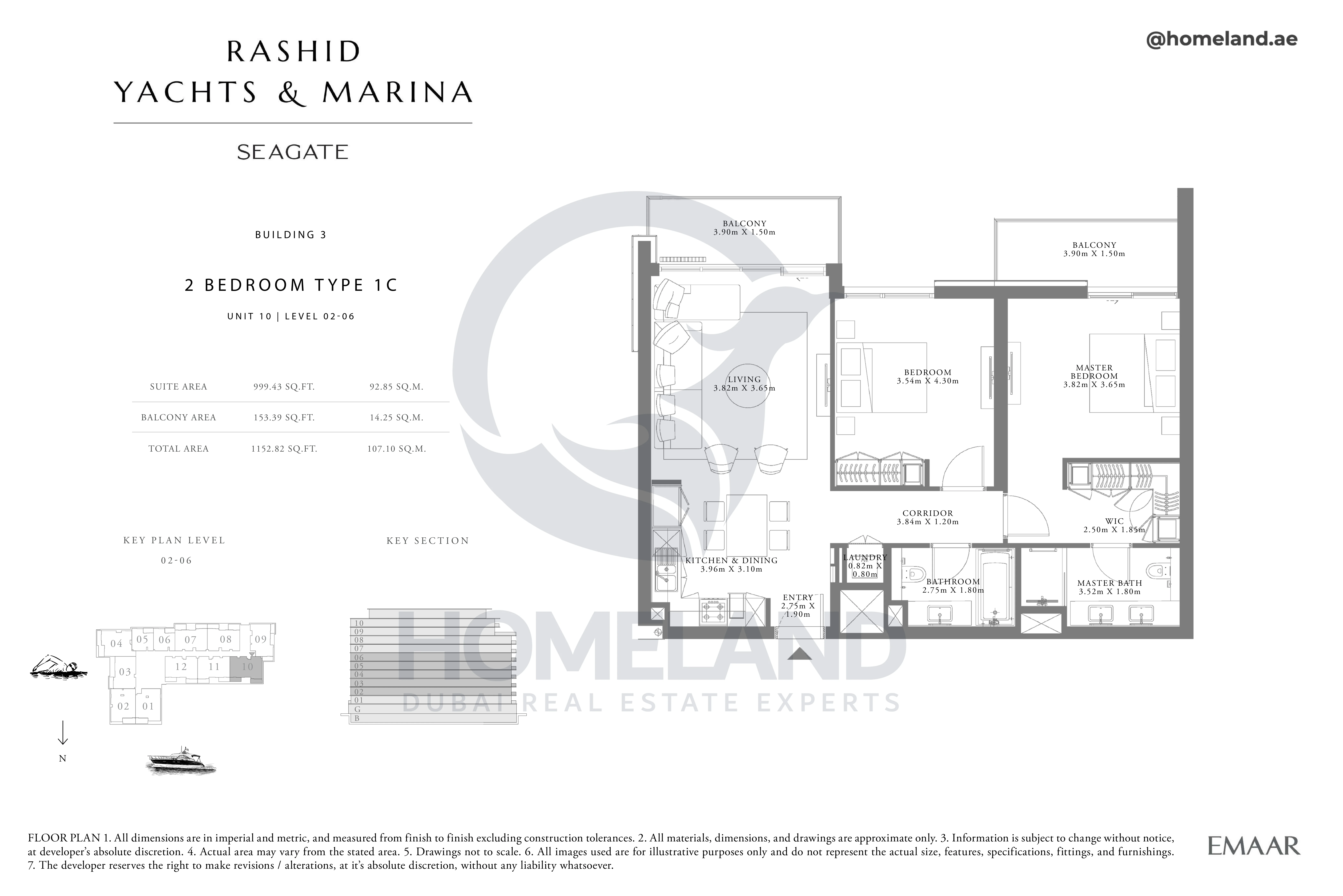 Seagate, Building 3, 2BR, Type 1C, Unit 10, Level 02-06, 1152 SQFT