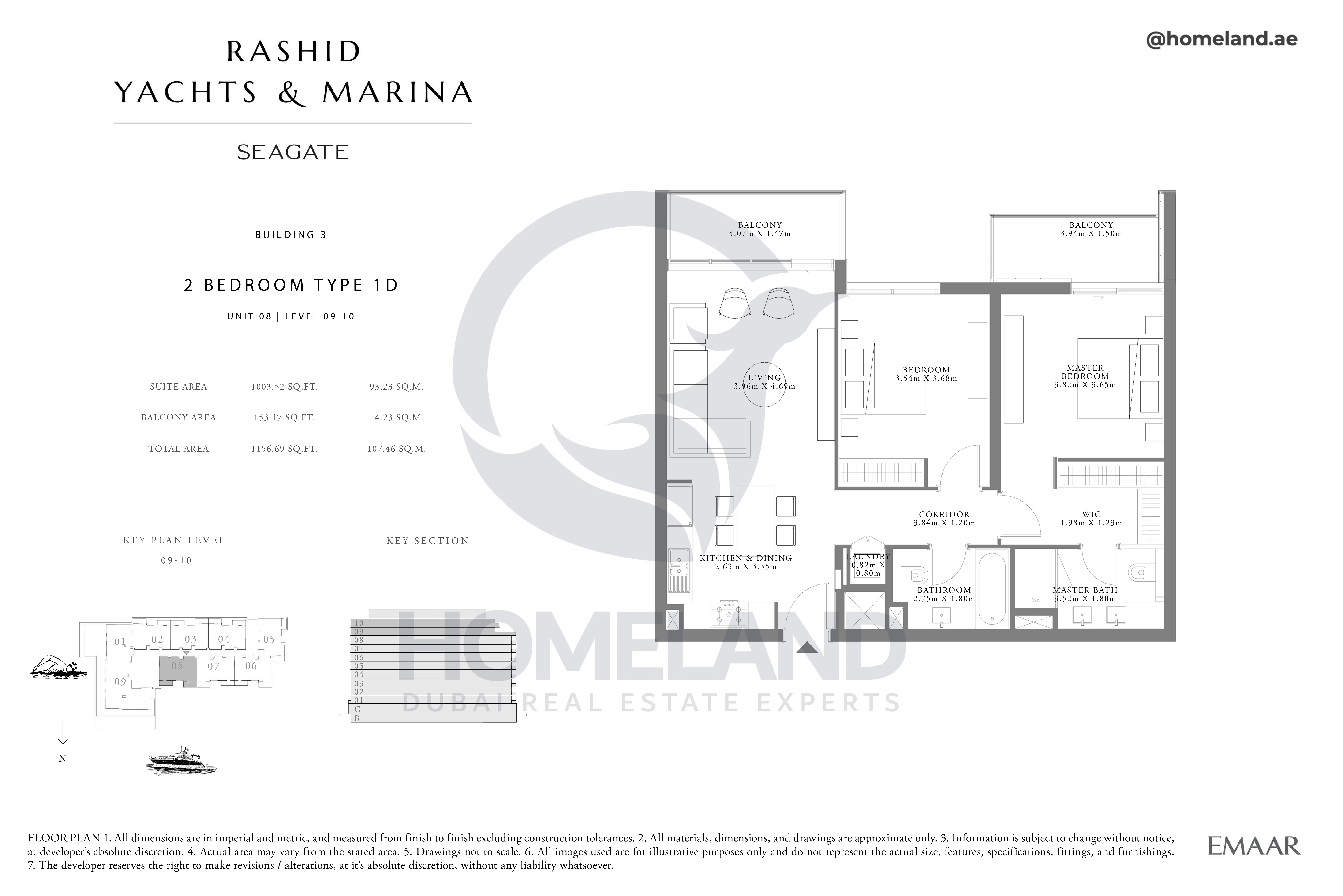 Seagate, Building 3, 2BR, Type 1D, Unit 08, Level 09-10, 1156 SQFT
