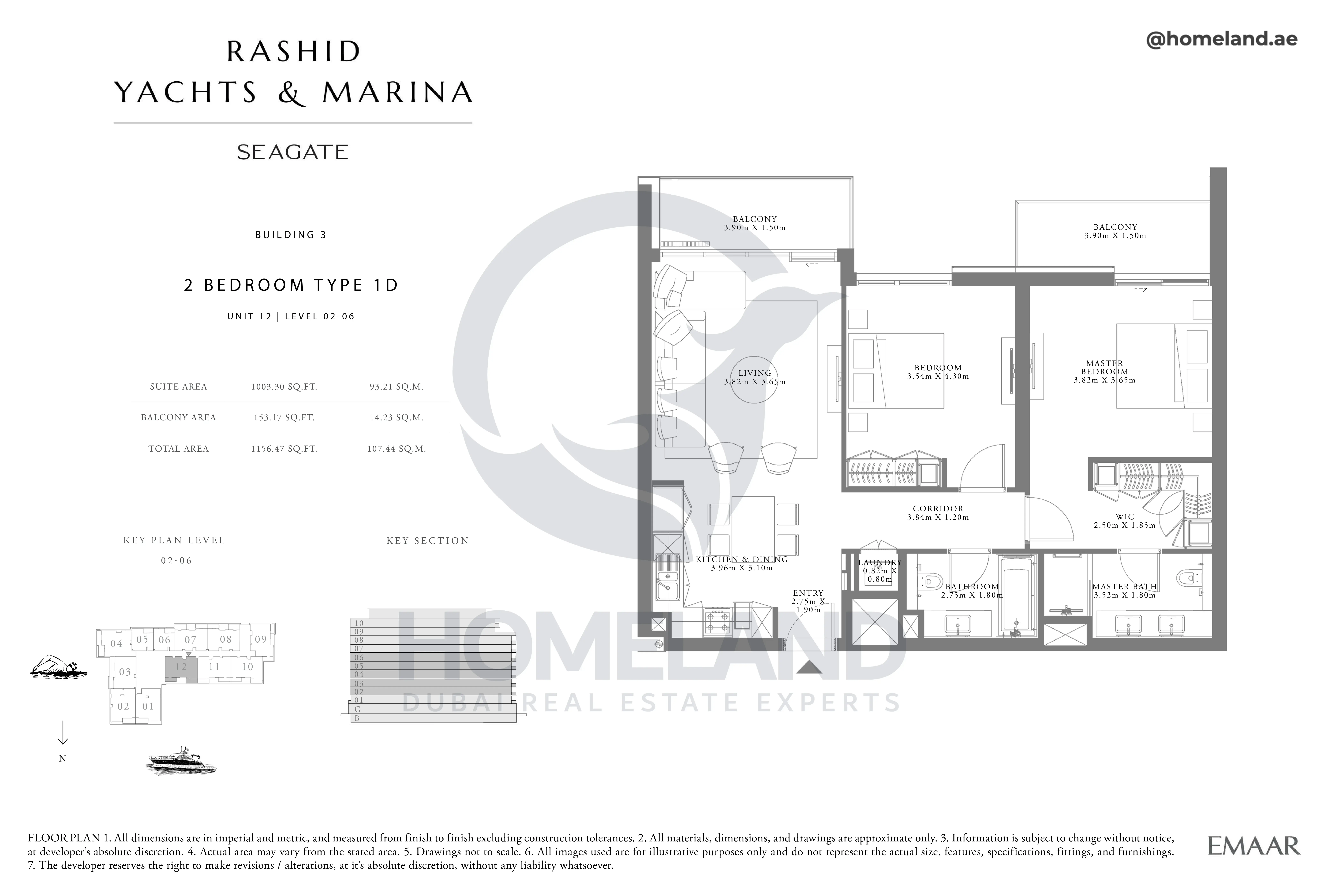 Seagate, Building 3, 2BR, Type 1D, Unit 12, Level 02-06, 1156 SQFT