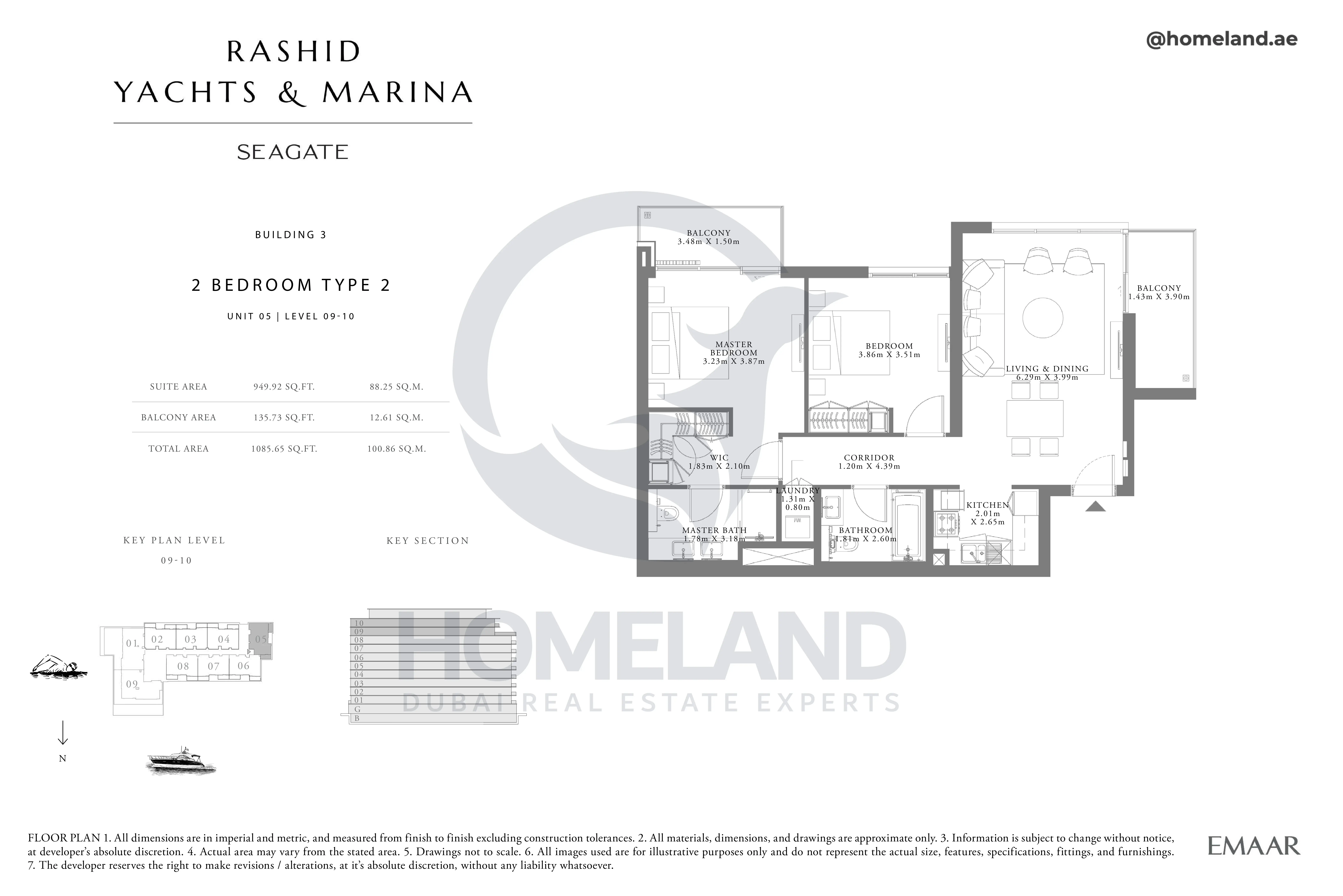 Seagate, Building 3, 2BR, Type 2, Unit 05, Level 09-10, 1085 SQFT