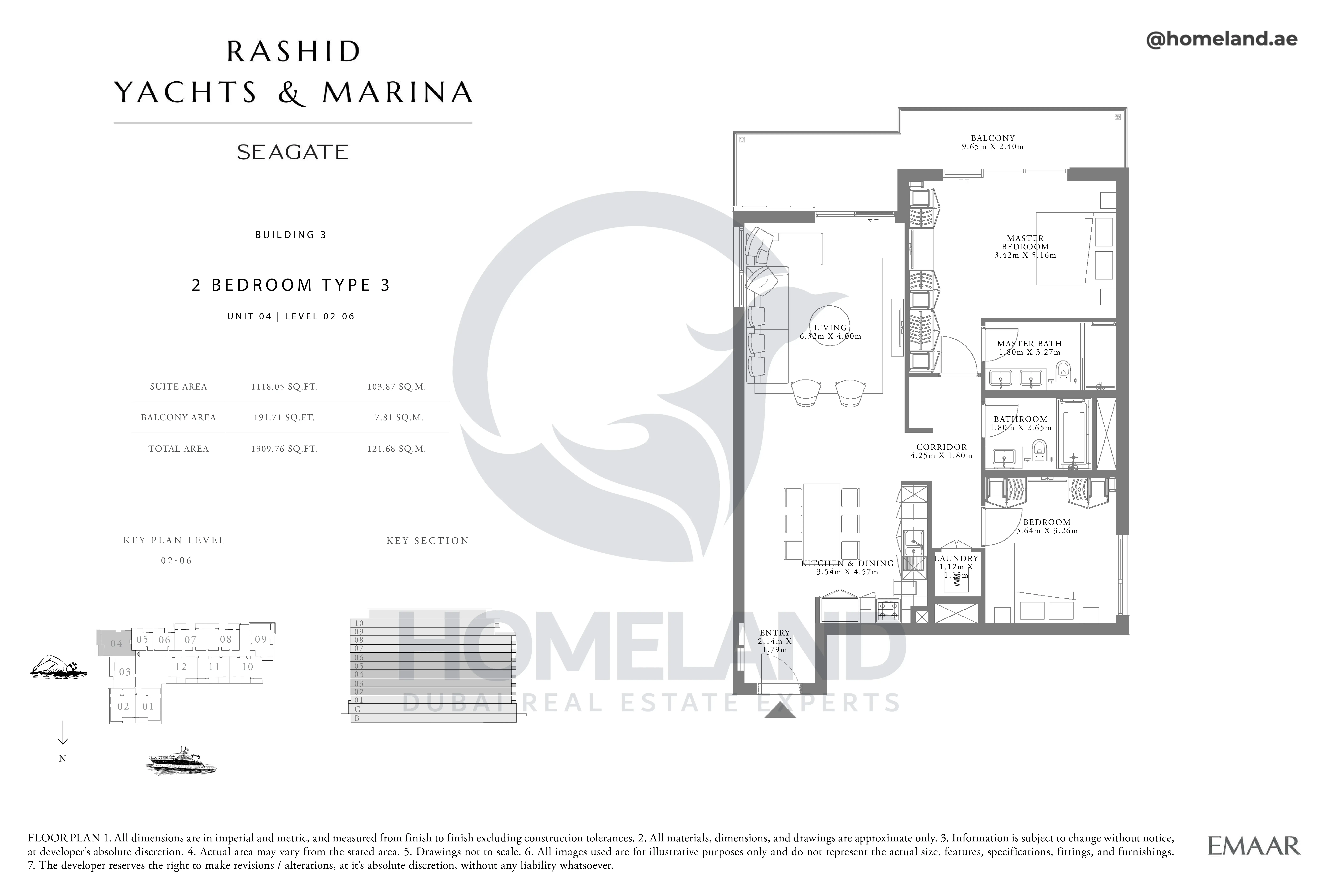 Seagate, Building 3, 2BR, Type 3, Unit 04, Level 02-06, 1309 SQFT
