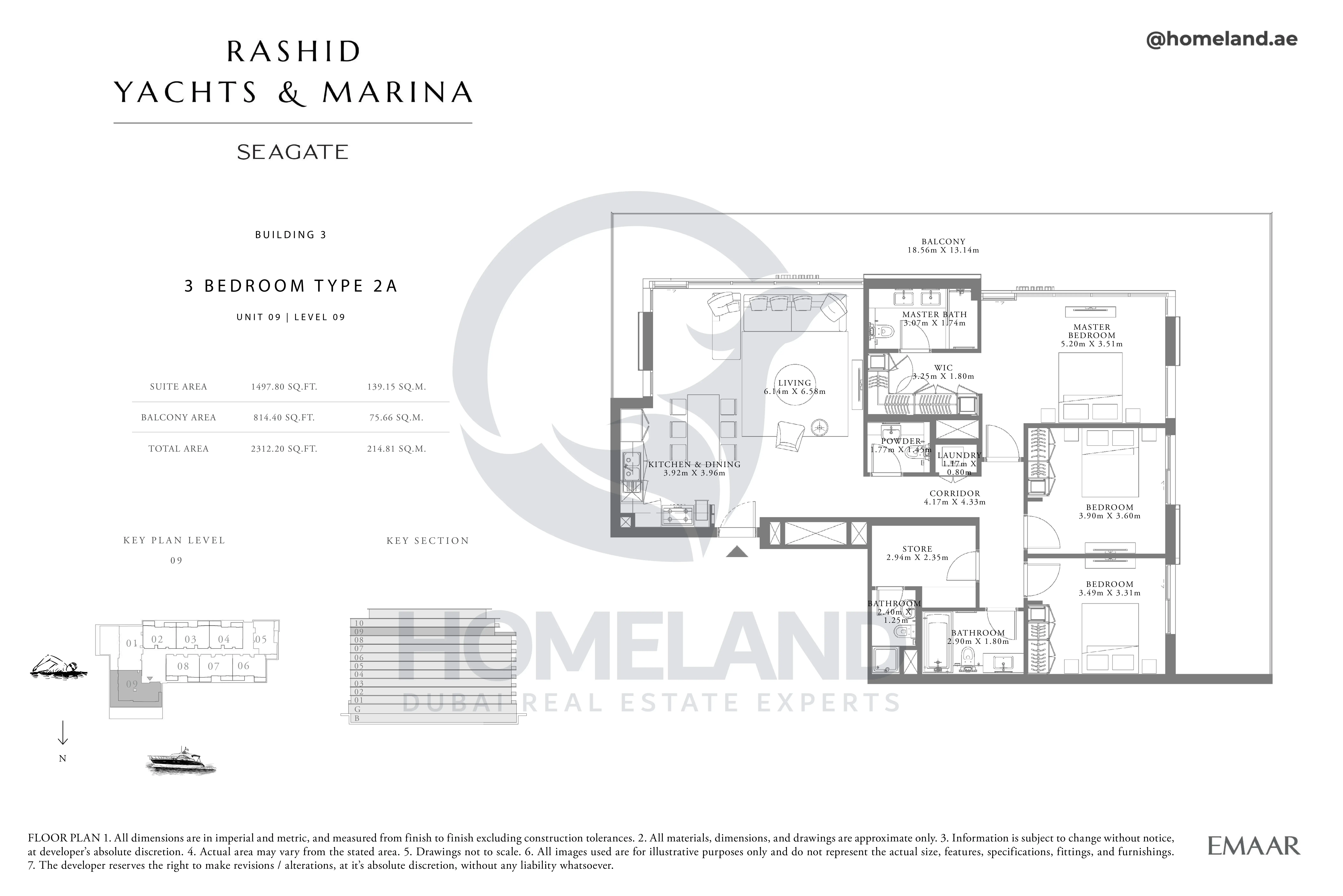 Seagate, Building 3, 3BR, Type 2A, Unit 09, Level 09, 2312 SQFT