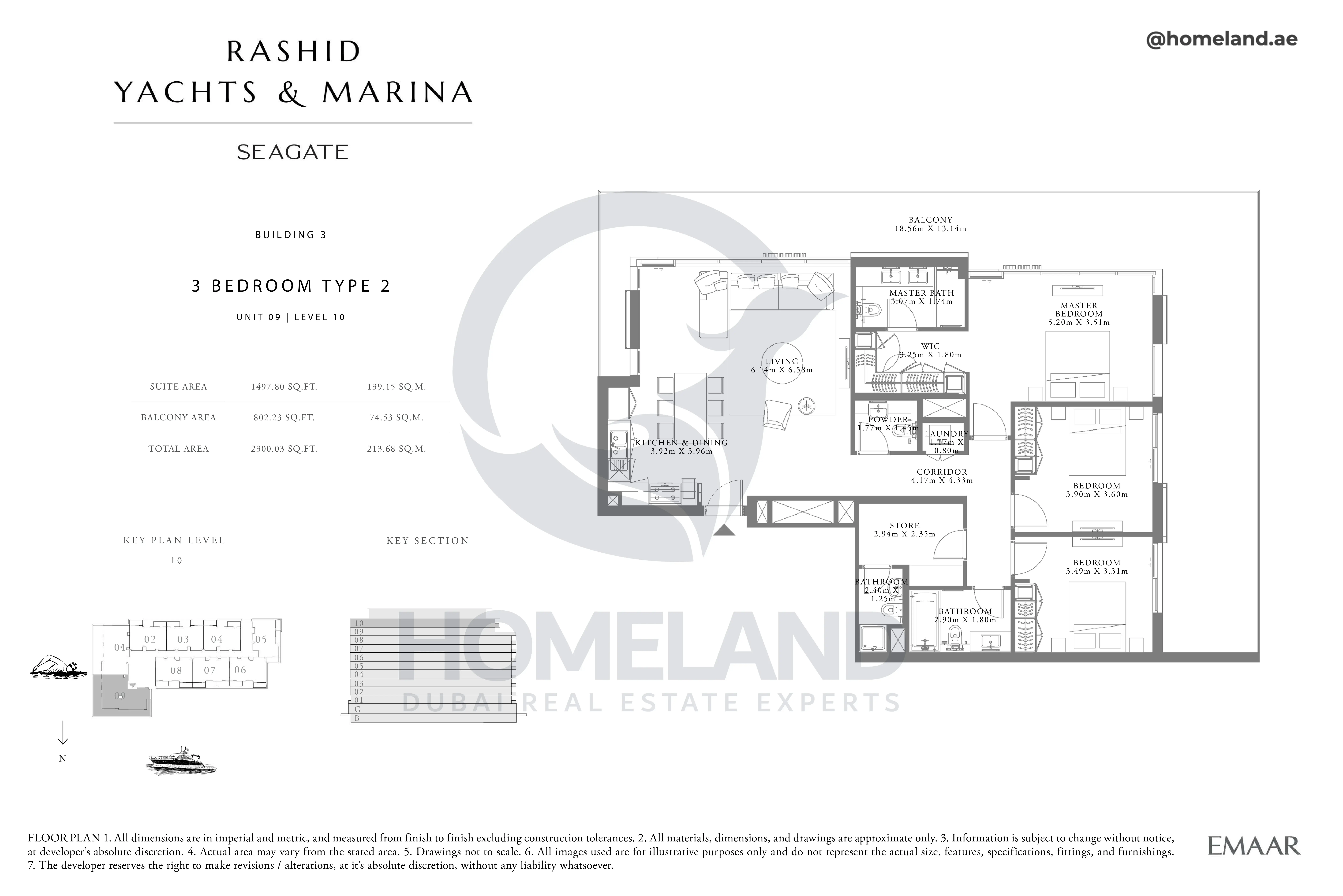 Seagate, Building 3, 3BR, Type 2, Unit 09, Level 10, 2300 SQFT