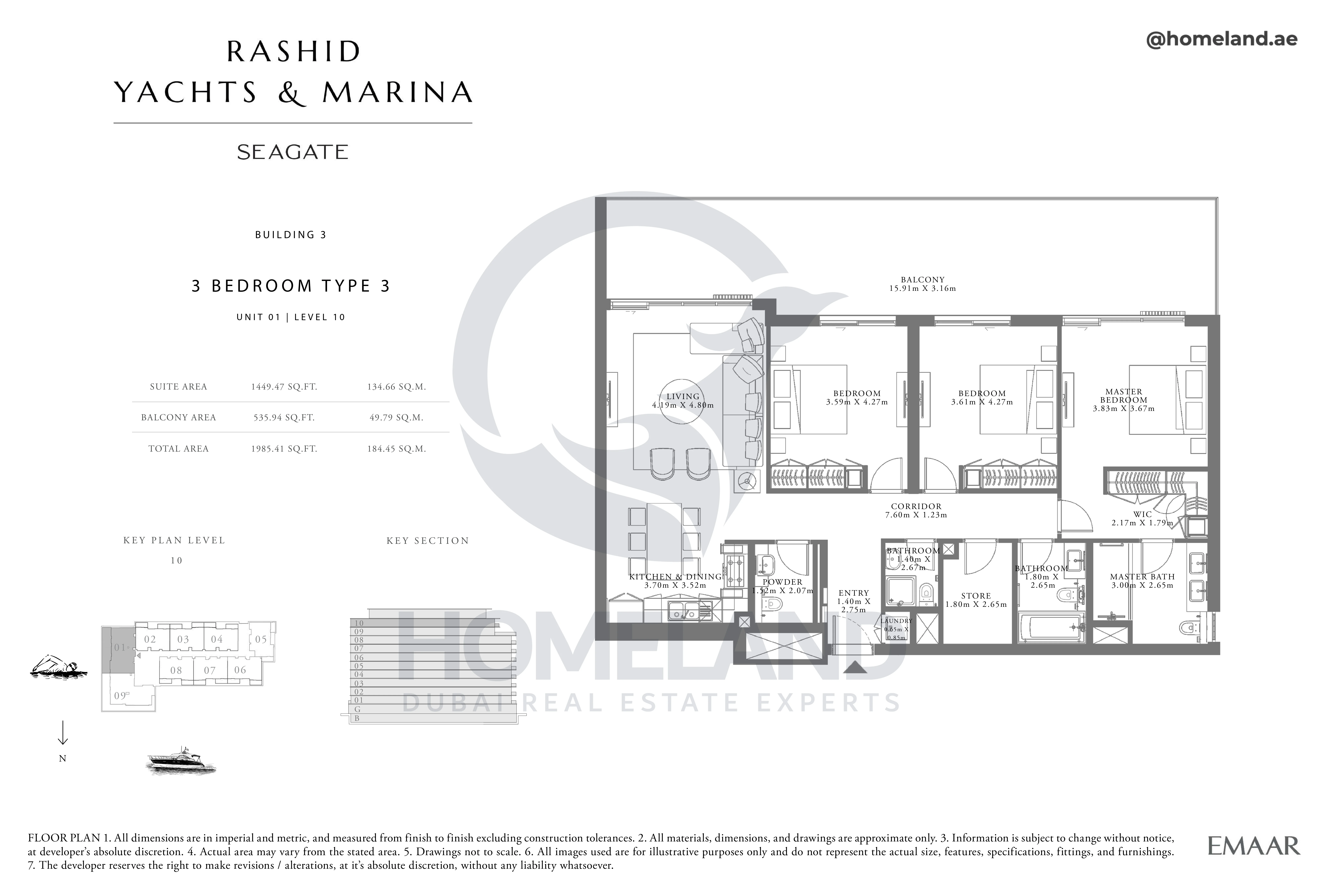 Seagate, Building 3, 3BR, Type 3, Unit 01, Level 10, 1985 SQFT