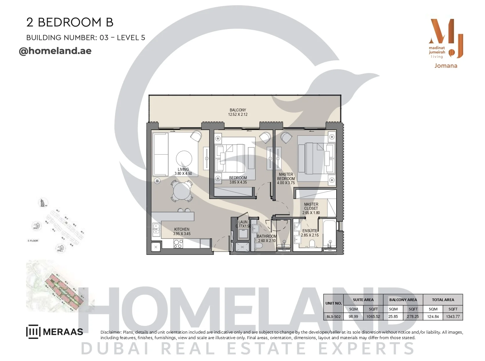 Jomana, Building 3, 2BR, Type B, Level 5, Unit BL3-502, 1343 SQFT