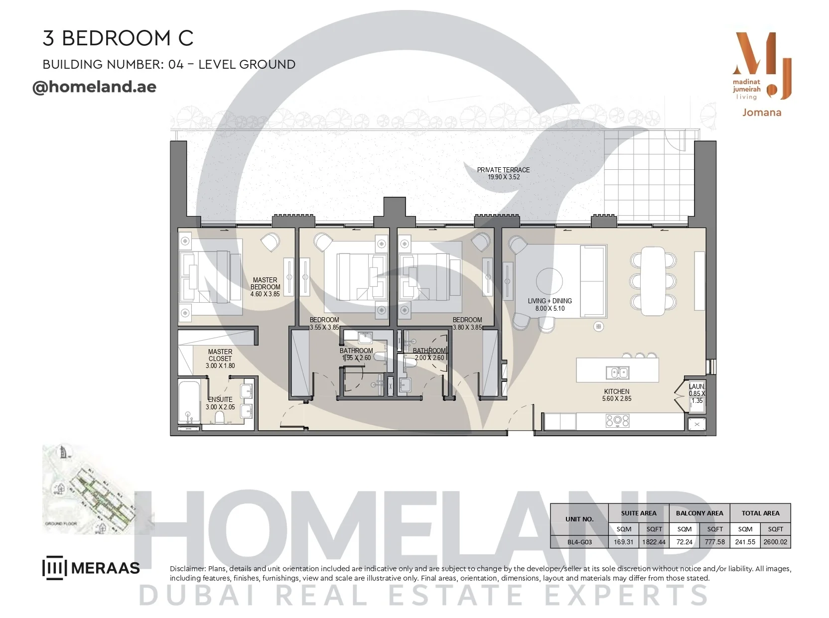Jomana, Building 4, 3BR, Type C, Level GR, Unit BL4-G03, 2600 SQFT