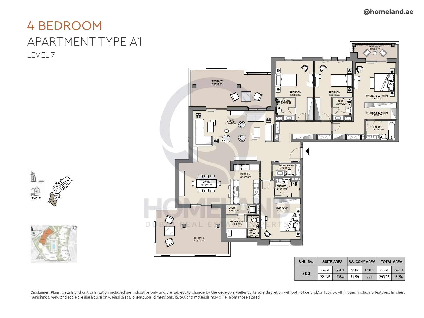 Al Jazi, 4BR, Type A1, Level 7, Unit 703, 3154 SQFT