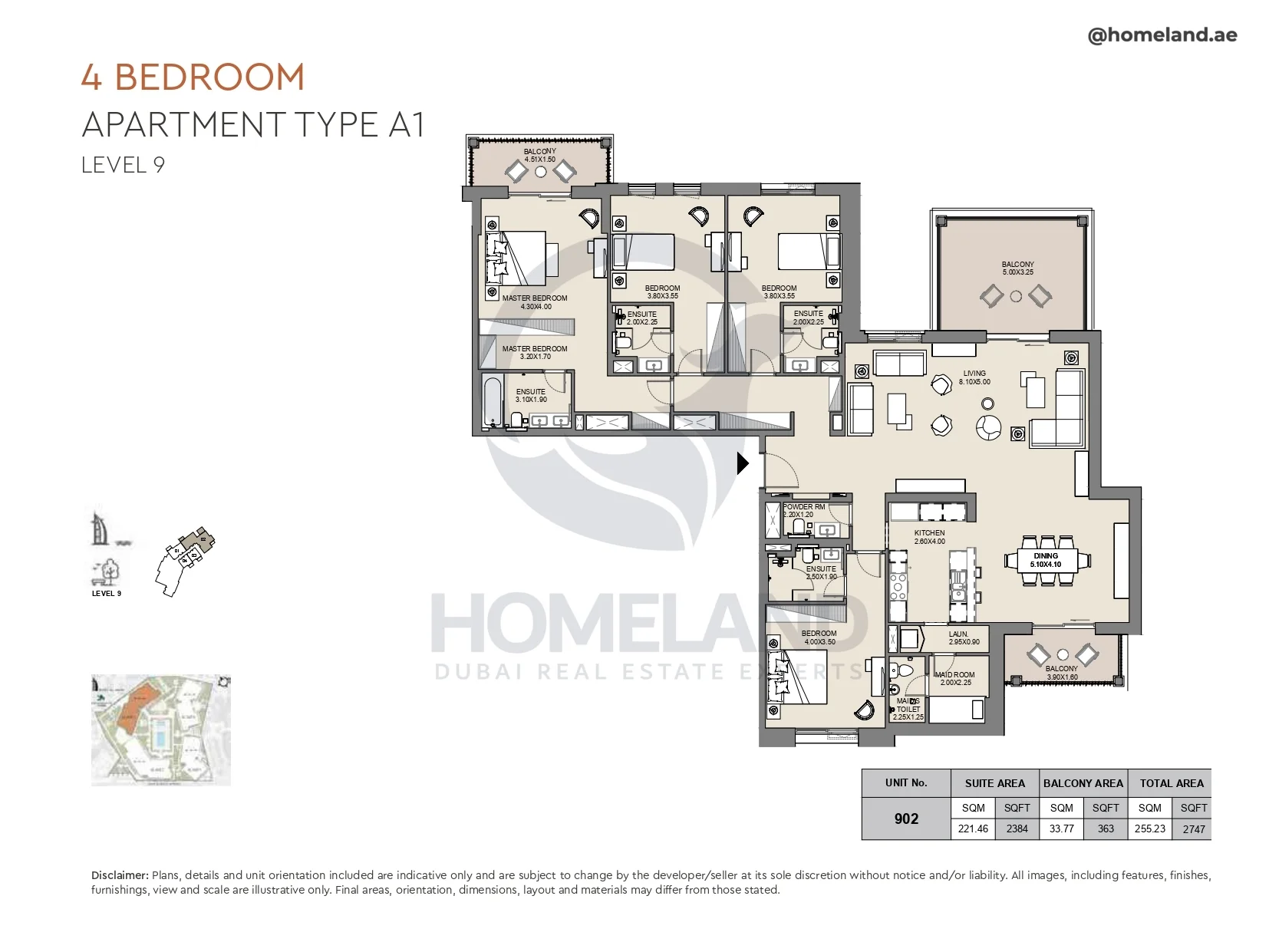 Al Jazi, 4BR, Type A1, Level 9, Unit 902, 2747 SQFT