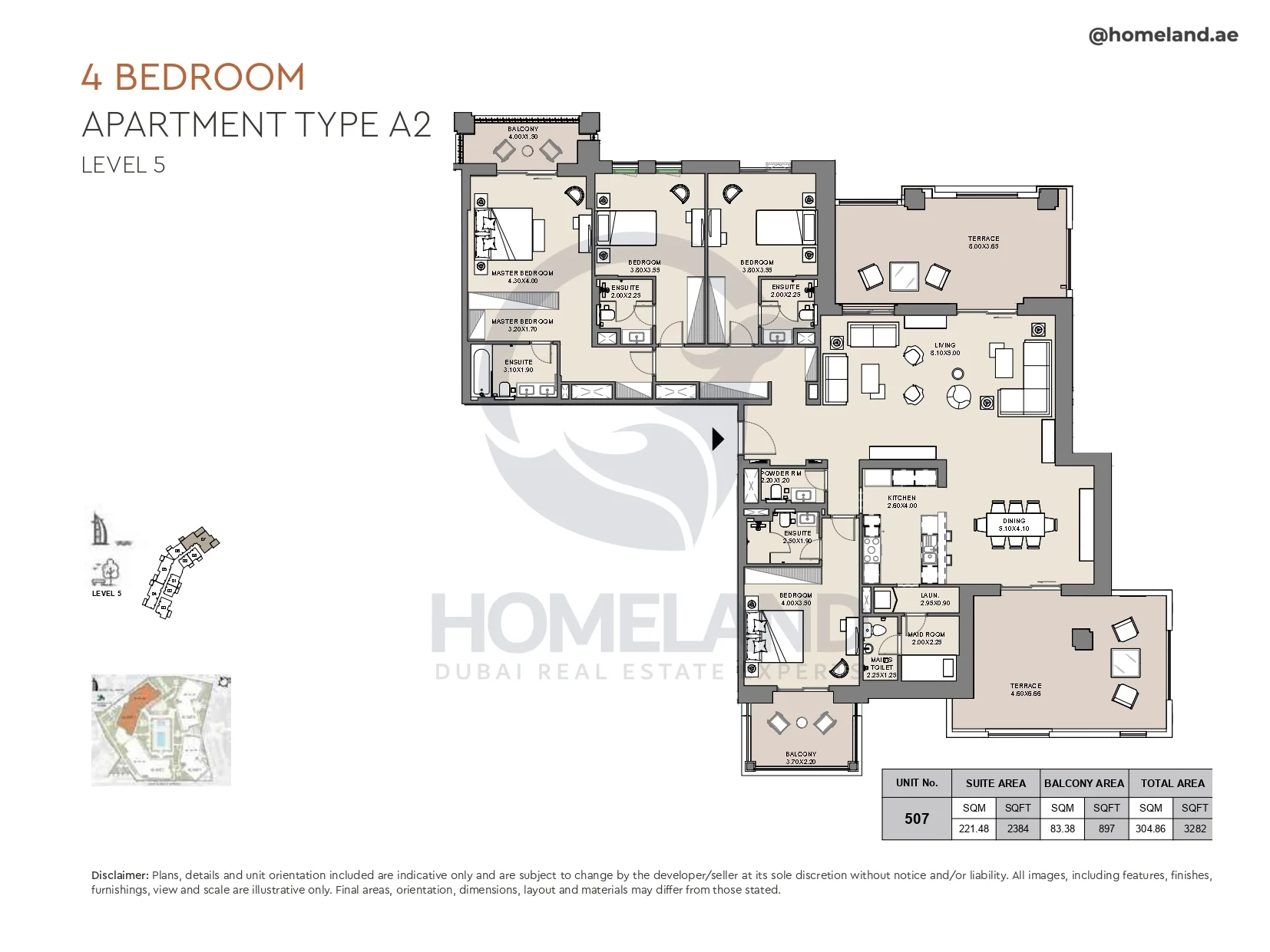 Al Jazi, 4BR, Type A2, Level 5, Unit 507, 3282 SQFT