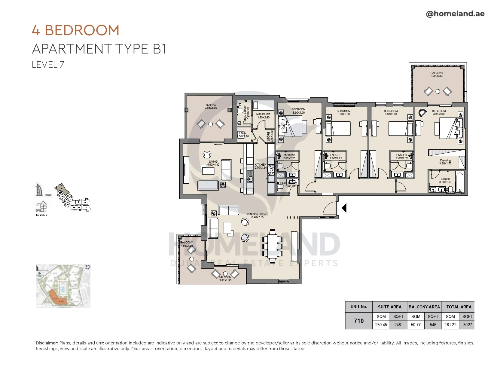 Al Jazi, 4BR, Type B1, Level 7, Unit 710, 3027 SQFT