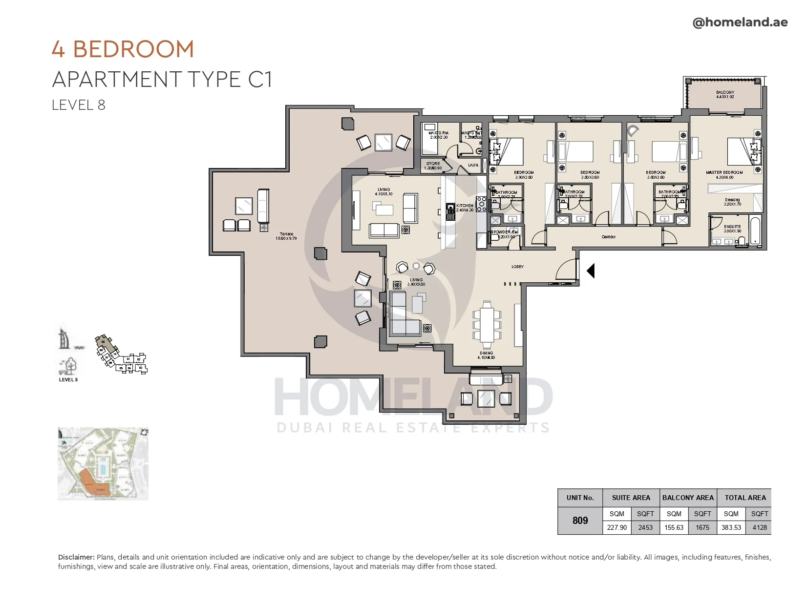 Al Jazi, 4BR, Type C1, Level 8, Unit 809, 4128 SQFT