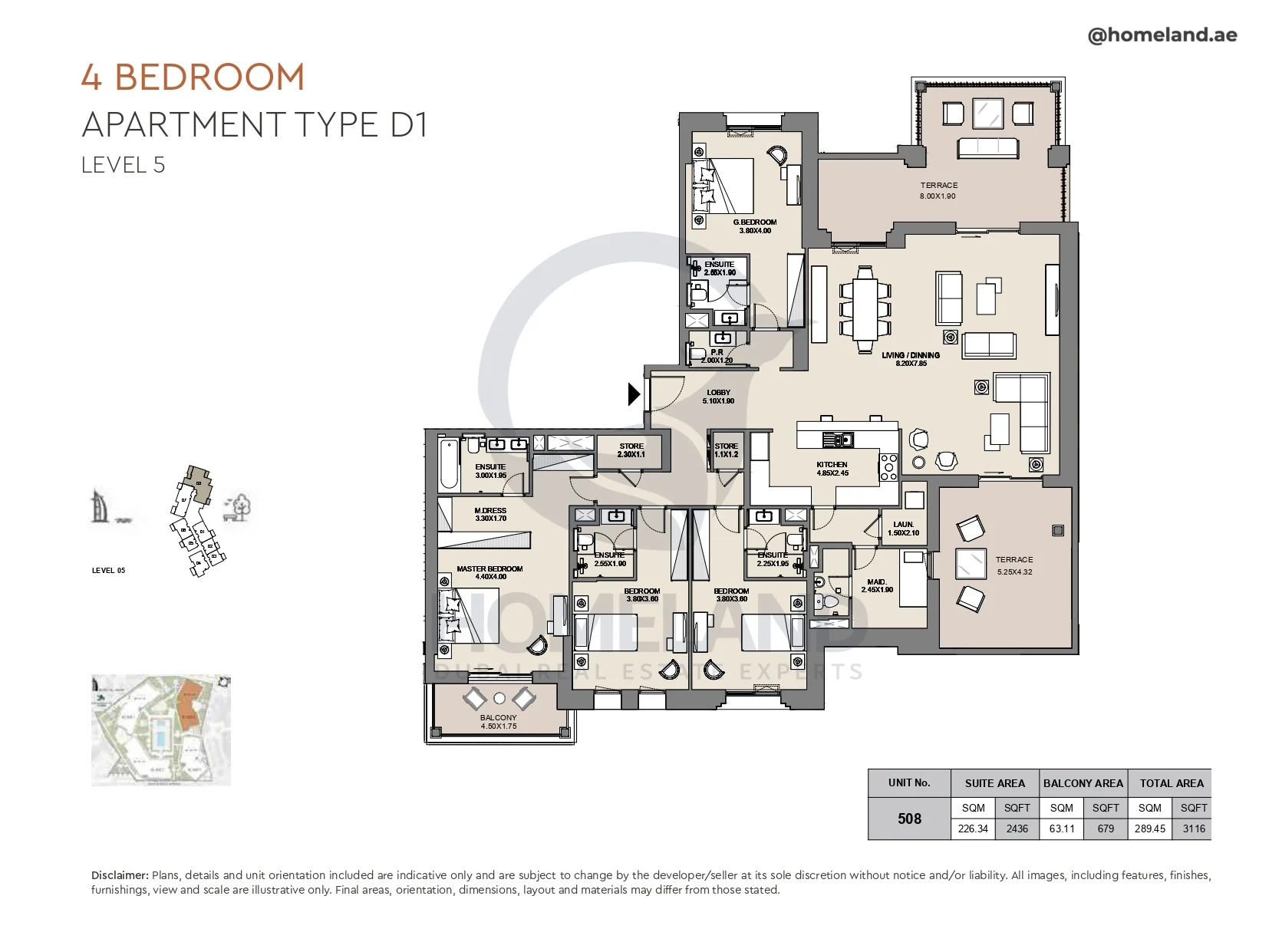 Al Jazi, 4BR, Type D1, Level 5, Unit 508, 3116 SQFT