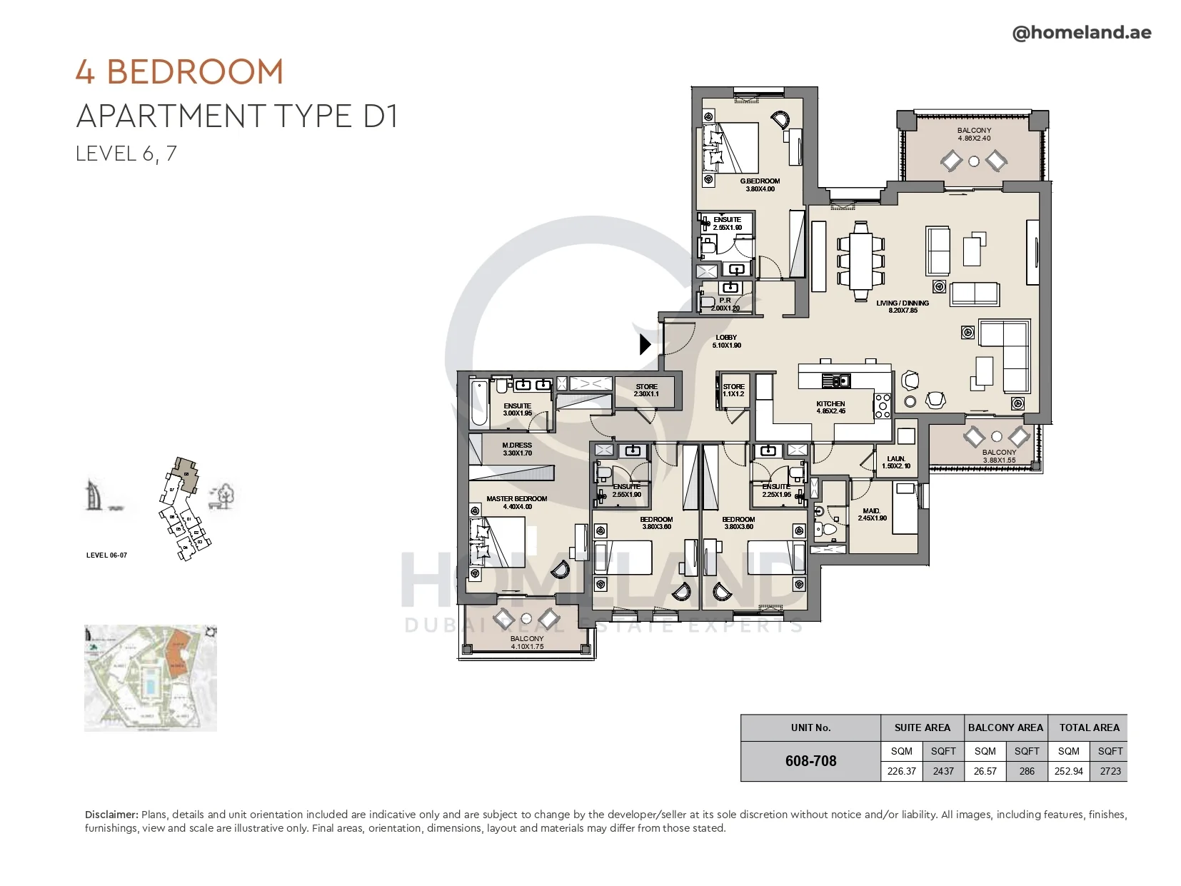 Al Jazi, 4BR, Type D1, Level 6 & 7, Unit 608-708, 2723 SQFT