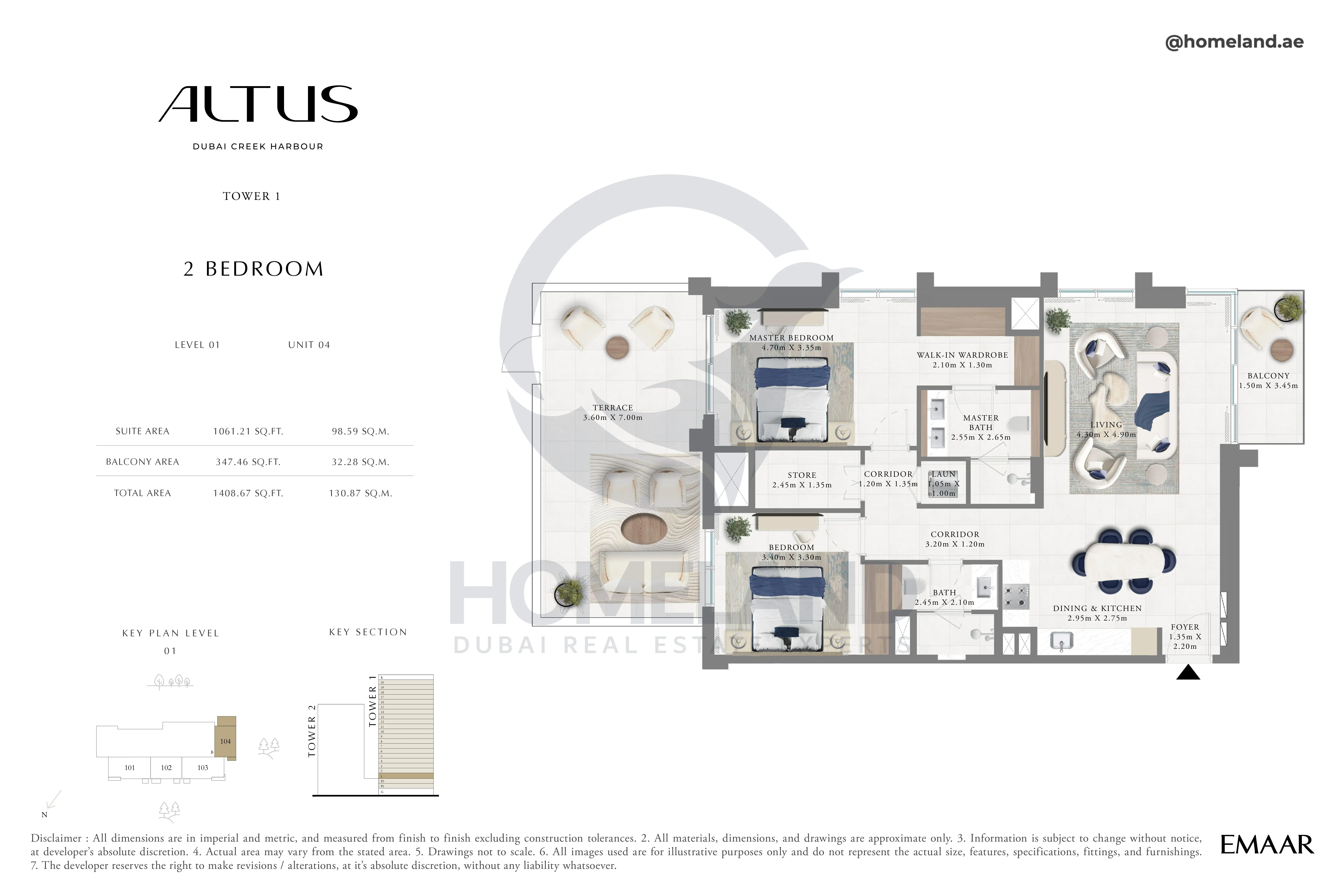 Altus, Tower 1, 2BR, Level 01, Unit 04, 1408 SQFT