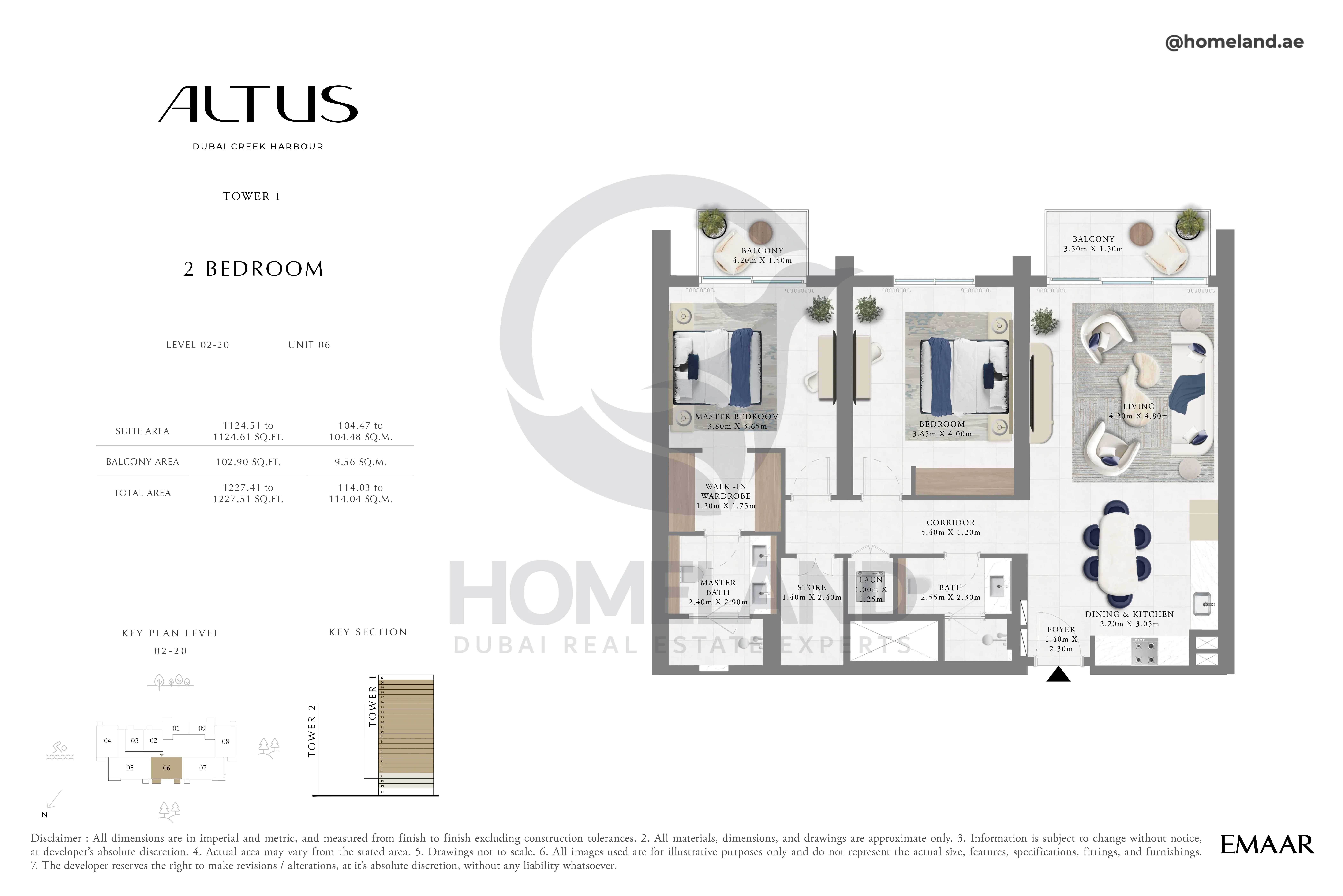 Altus, Tower 1, 2BR, Level 02-20, Unit 06, 1227 SQFT