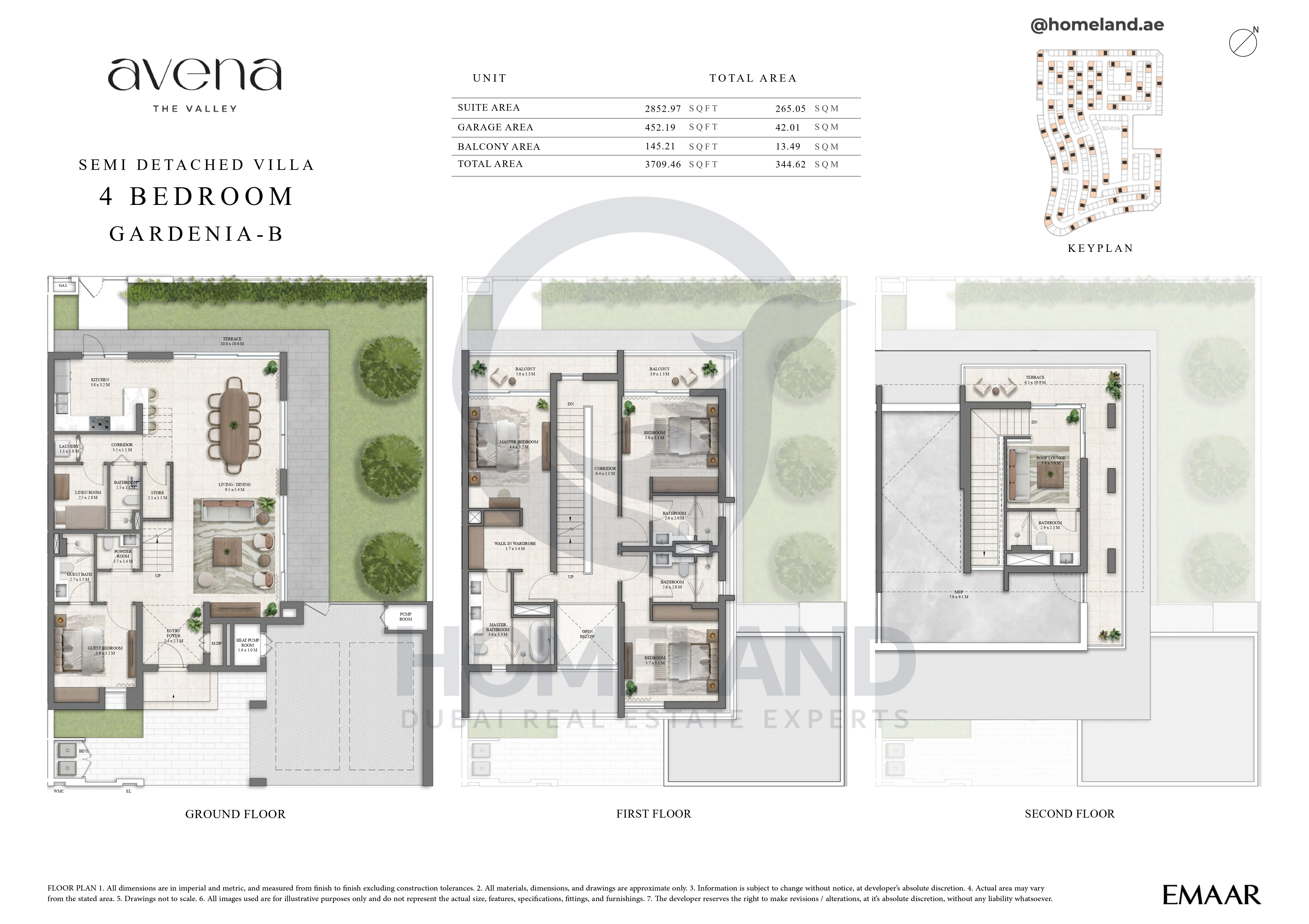 Avena, Semi Detached Villa, 4BR, Gardenia-B, 3709 SQFT
