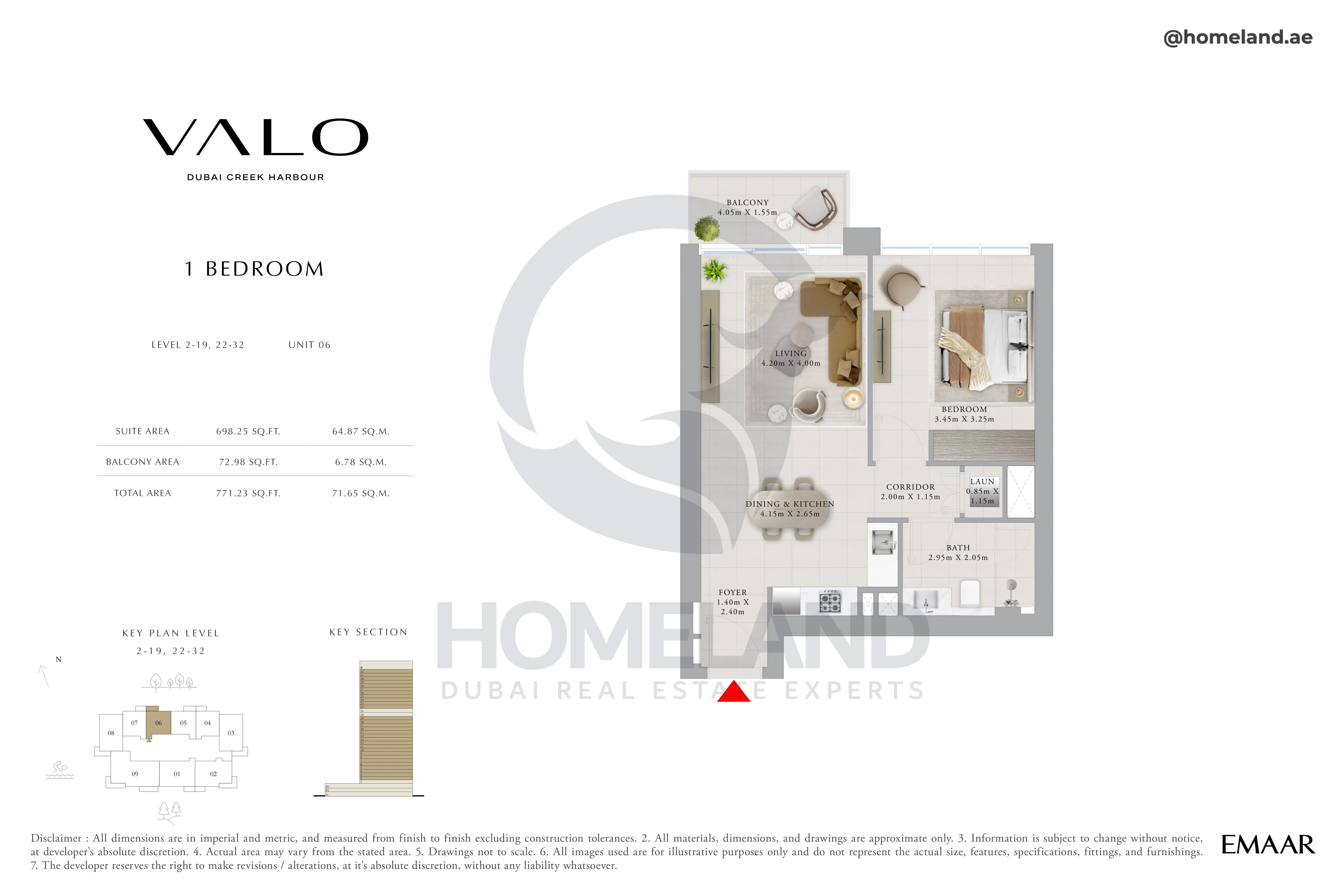 Valo, 1BR, Level 2 to 19-22 to 32, Unit 06, 771 SQFT