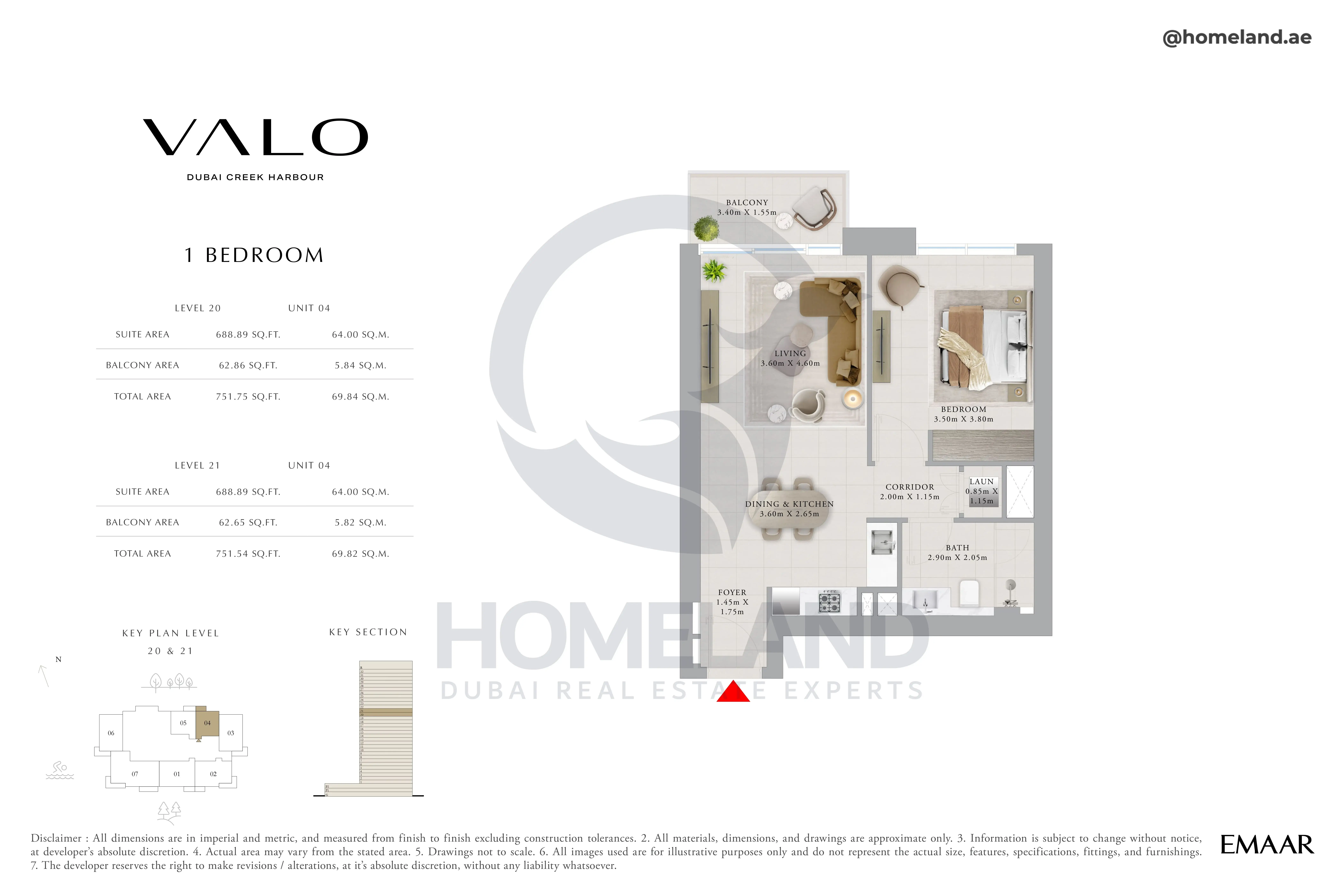 Valo, 1BR, Level 20 & 21, Unit 04, 751 SQFT