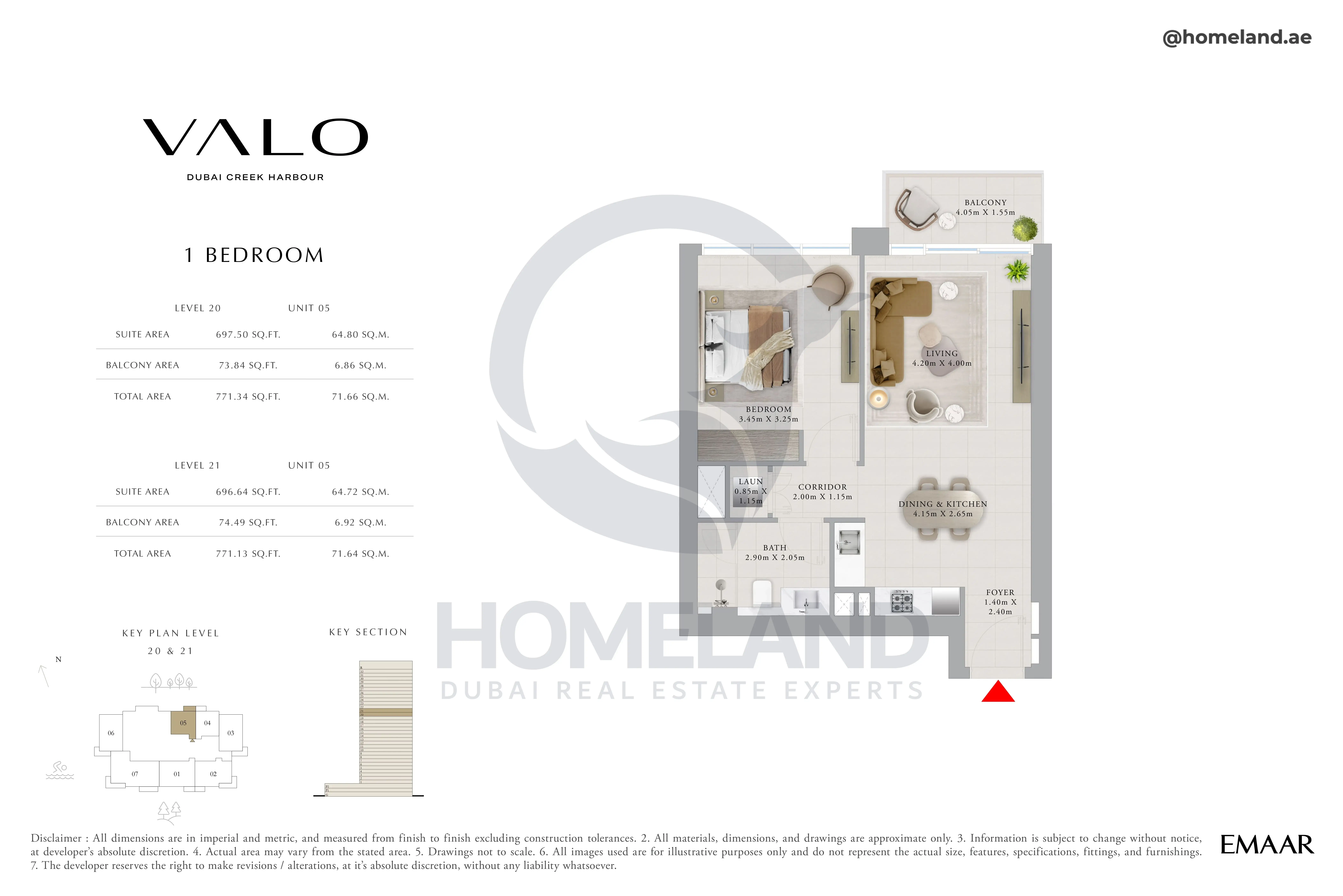 Valo, 1BR, Level 20 & 21, Unit 05, 771 SQFT